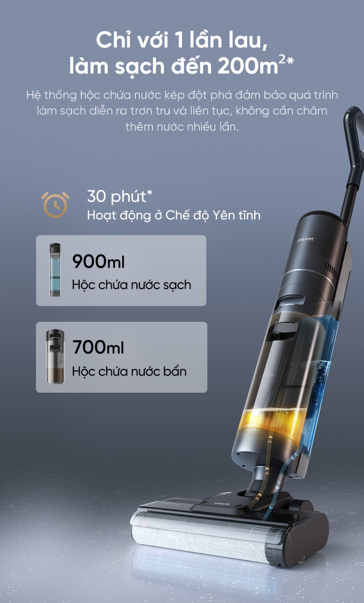 Dreame G10 gập nghiêng 180°