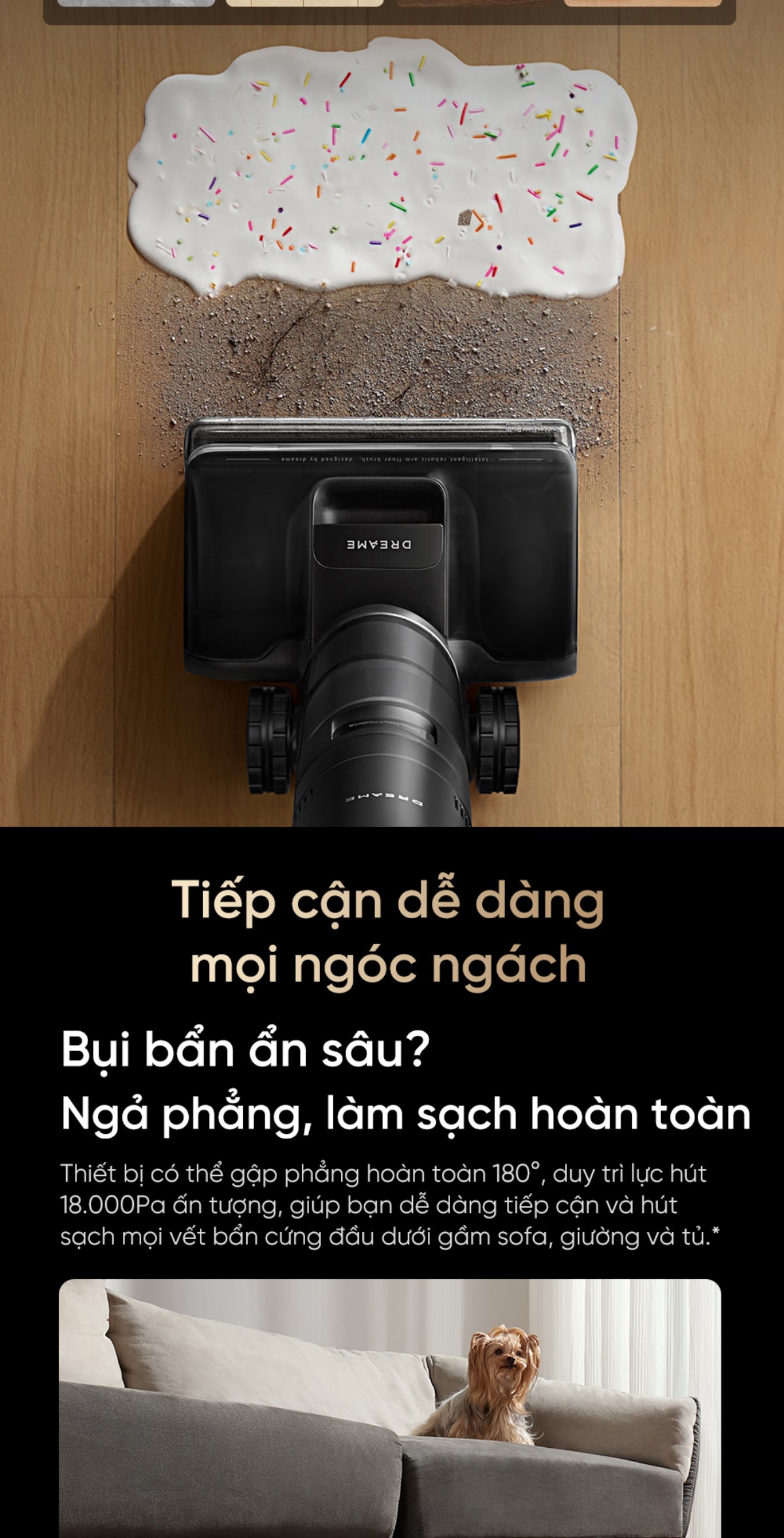 Dreame H12 Flexreach gập nghiêng 180°