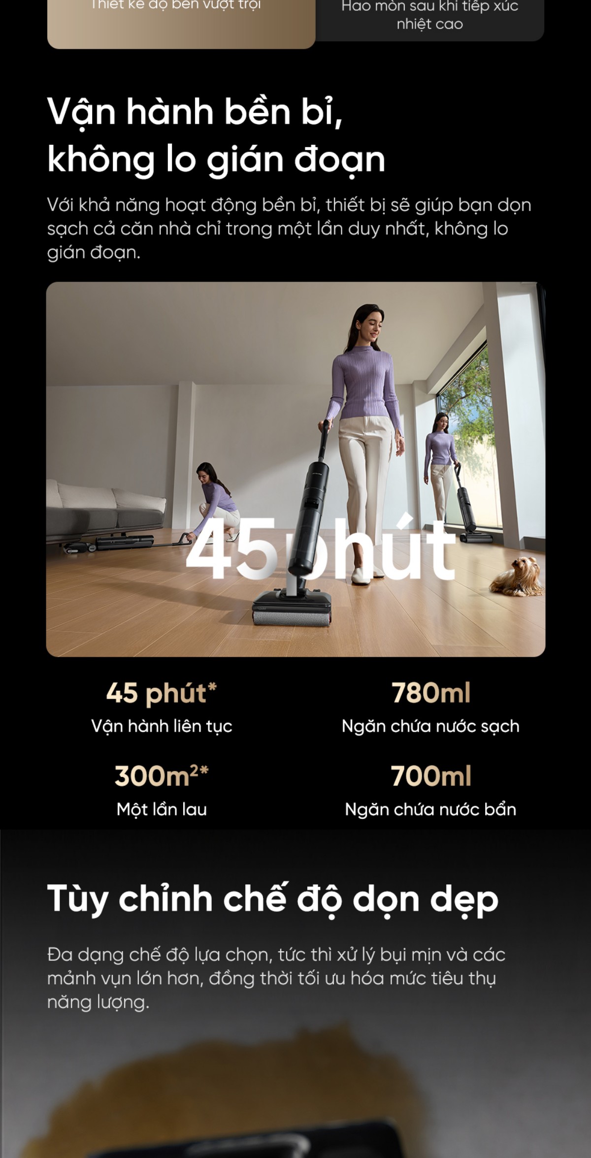 Dreame H12 Flexreach gập nghiêng 180°