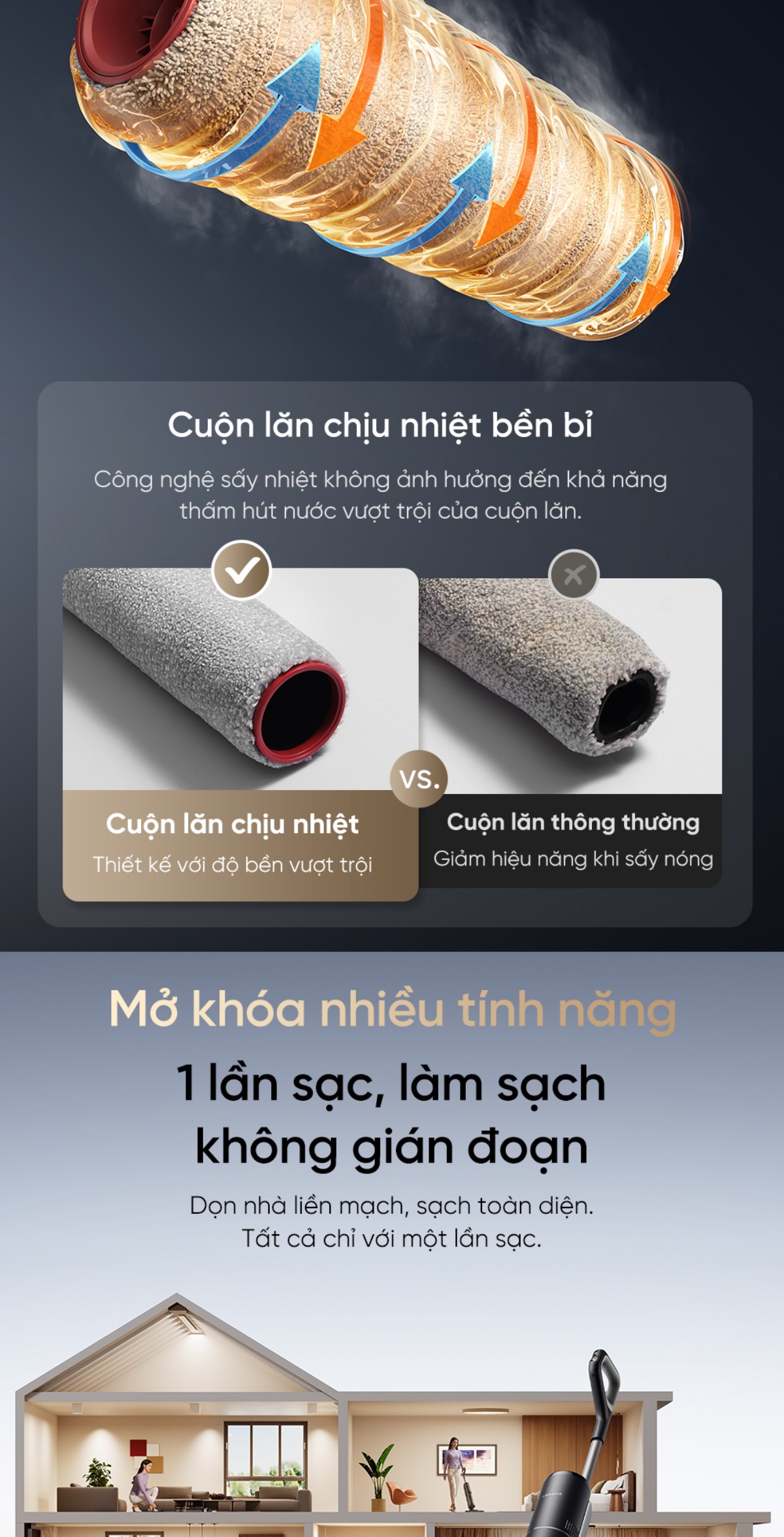 Dreame H12 GT gập nghiêng 180°