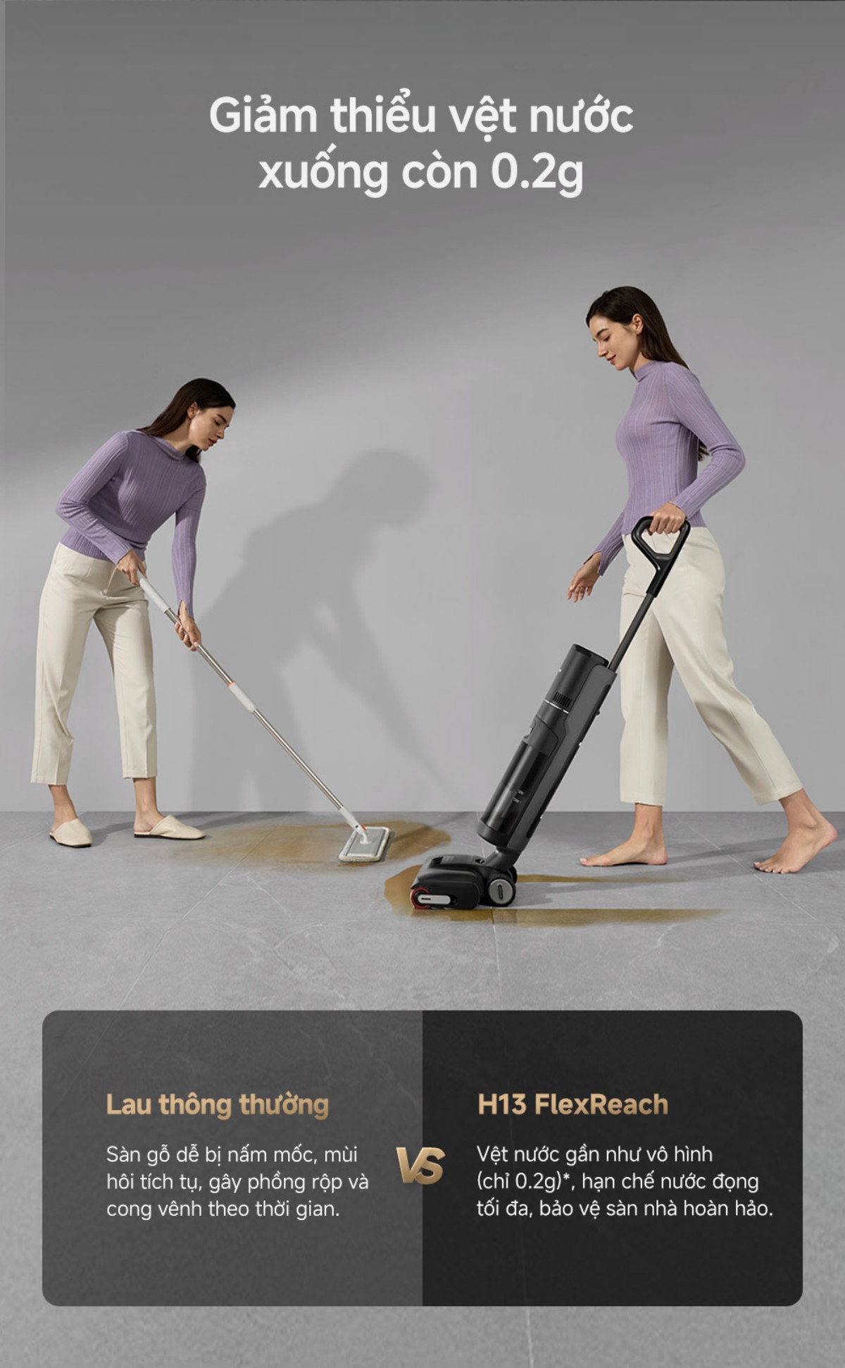 Dreame H13 FlexReach gập nghiêng 180°