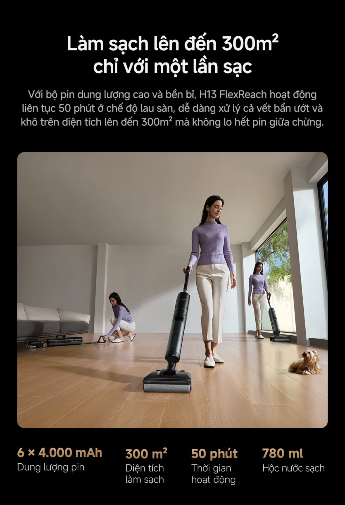 Dreame H13 FlexReach gập nghiêng 180°