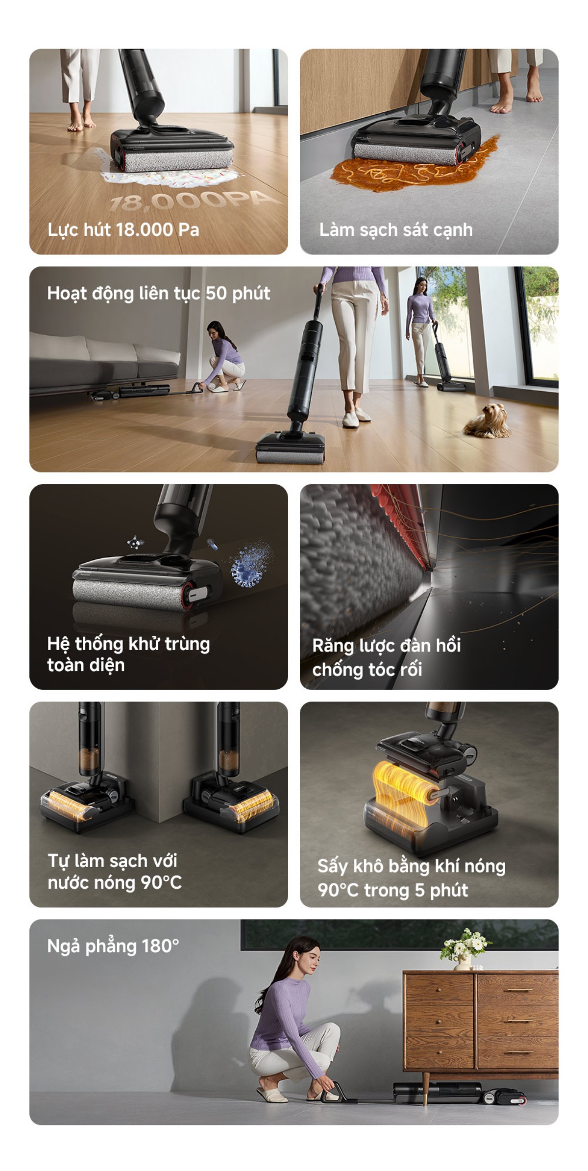 Dreame H13 FlexReach gập nghiêng 180°