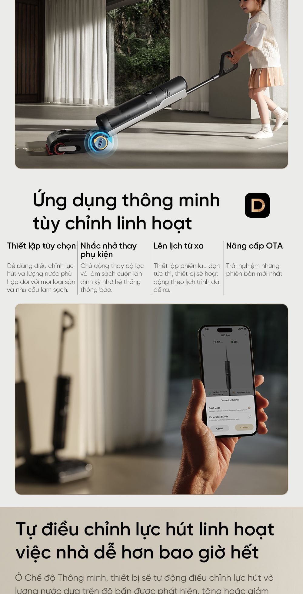 Dreame H15 Pro gập nghiêng 180°