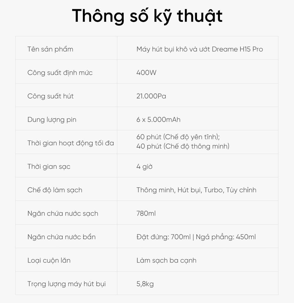 Dreame H15 Pro gập nghiêng 180°