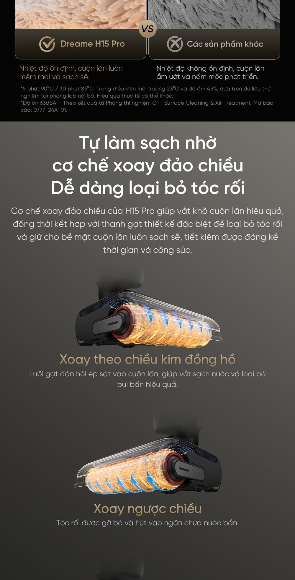 Dreame H15 Pro gập nghiêng 180°