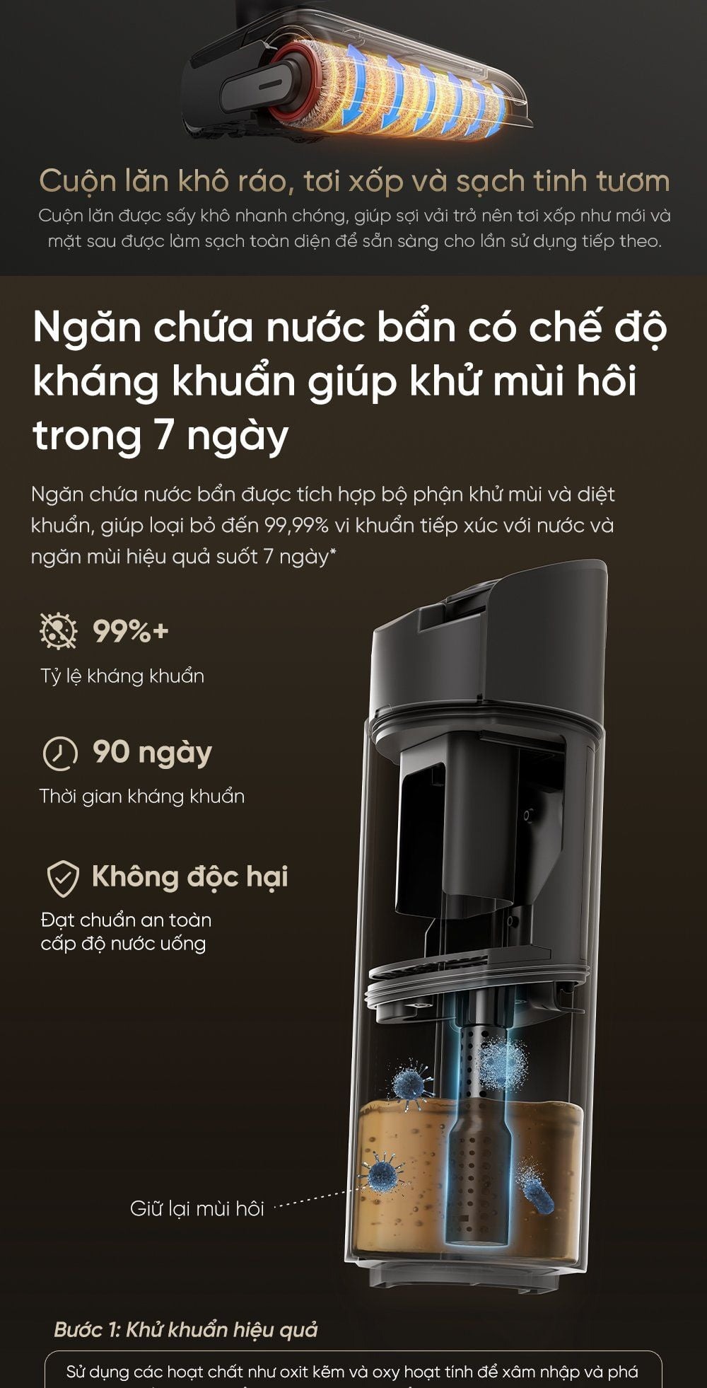 Dreame H15 Pro gập nghiêng 180°
