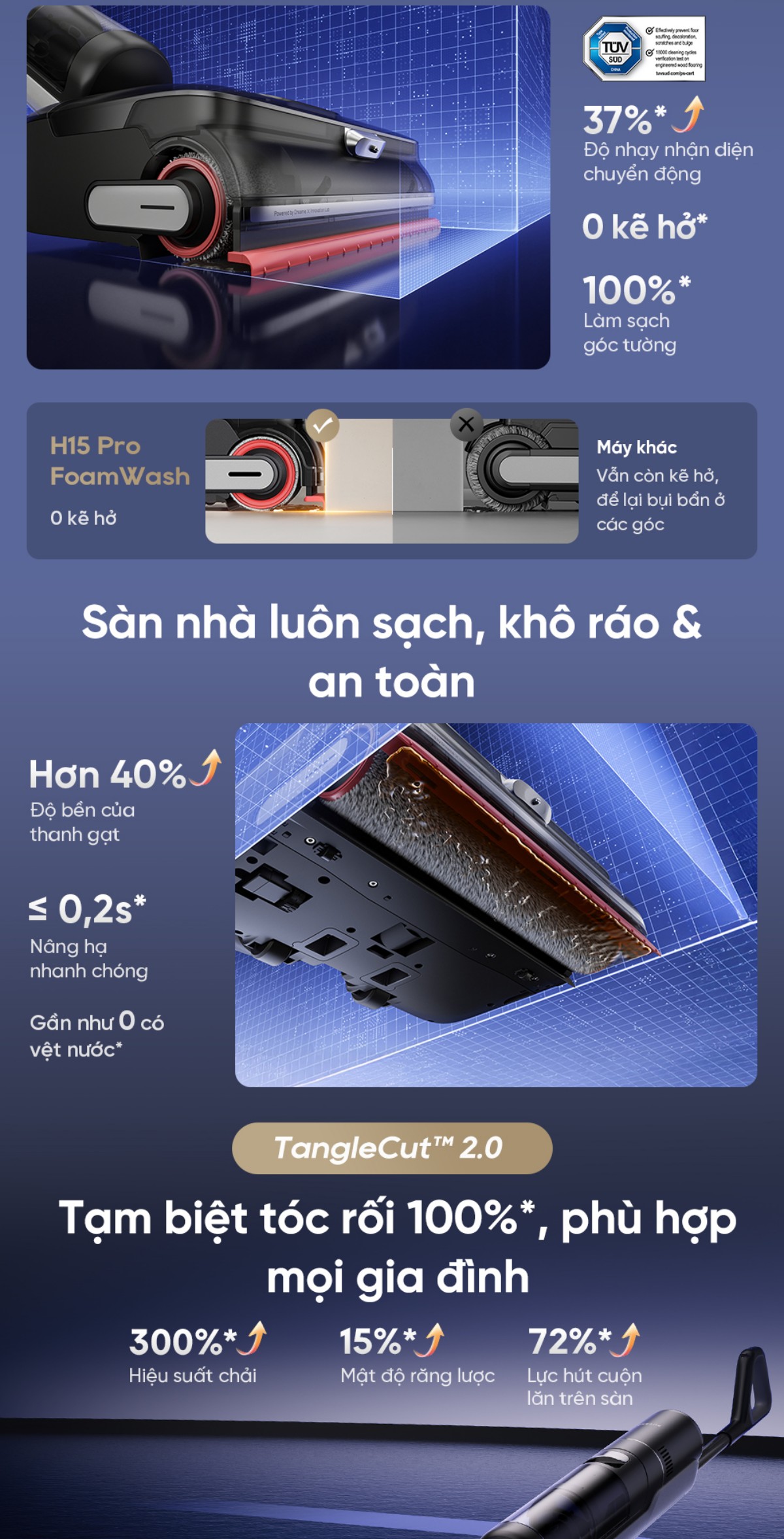 Dreame H15 Pro Foamwash gập nghiêng 180°