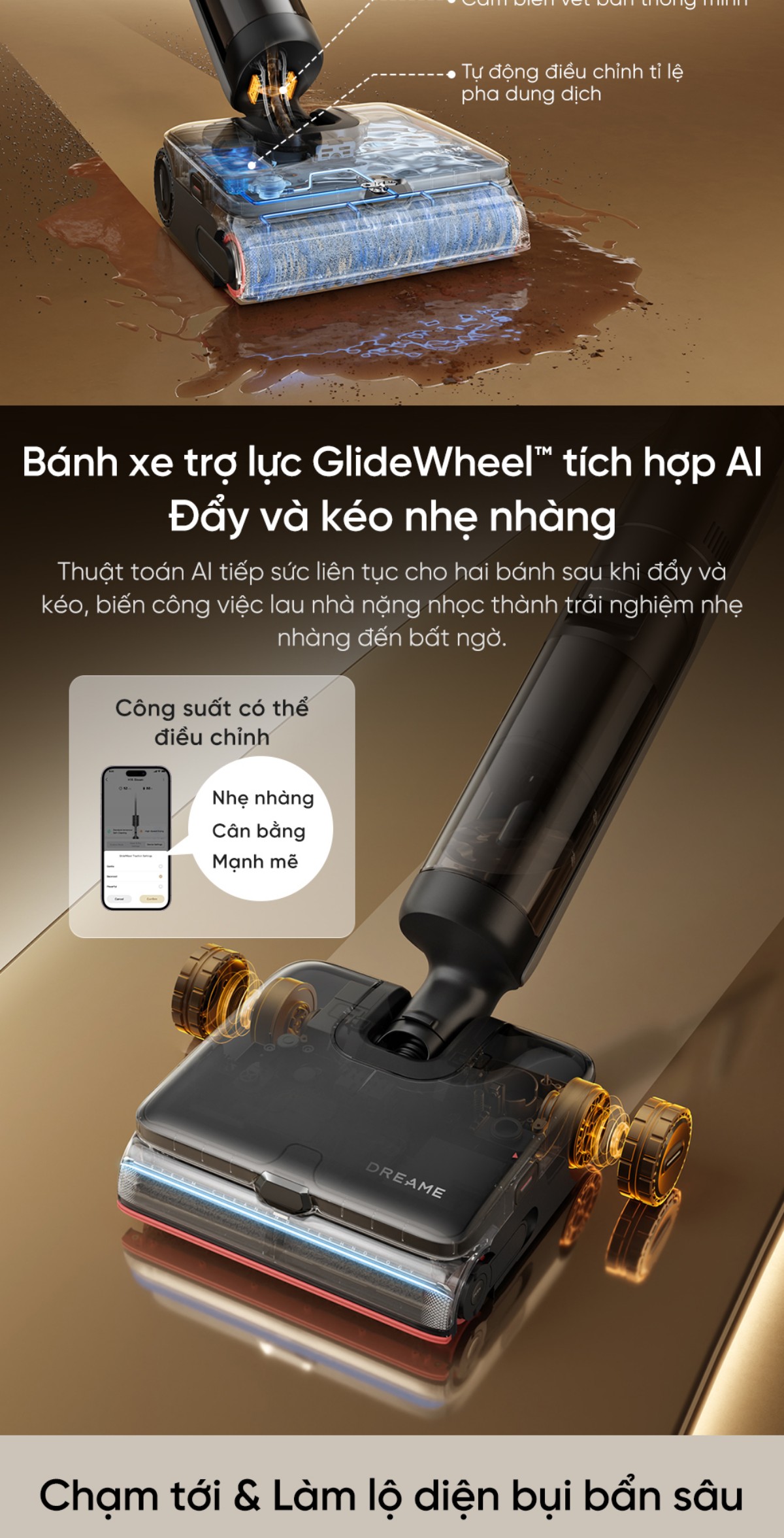 Máy hút bụi lau nhà Dreame H16 Steam | Lực hút 28.000Pa