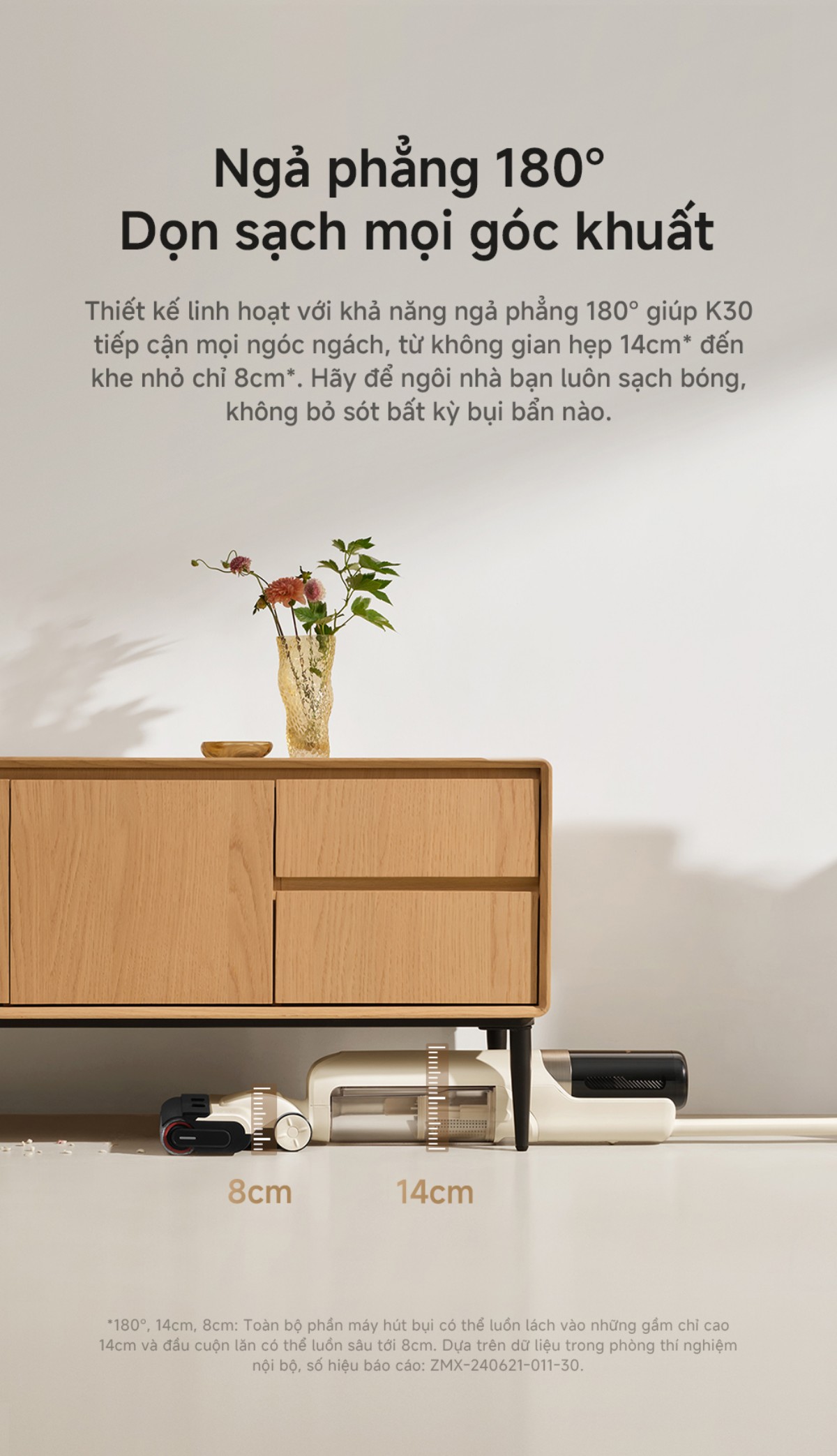 Dreame Mova K30 gập nghiêng 180°