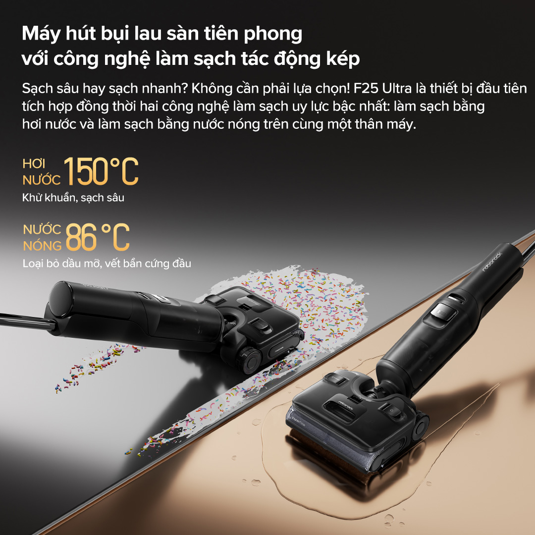 Roborock F25 Ultra gập nghiêng 180°