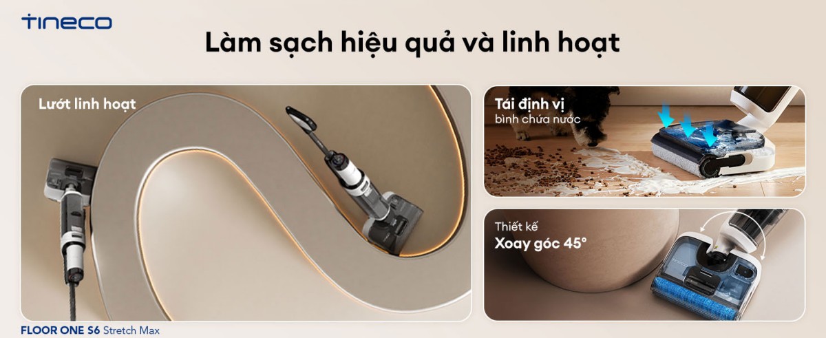 Tineco Floor One S6 Stretch Max | Lực hút 22.000Pa