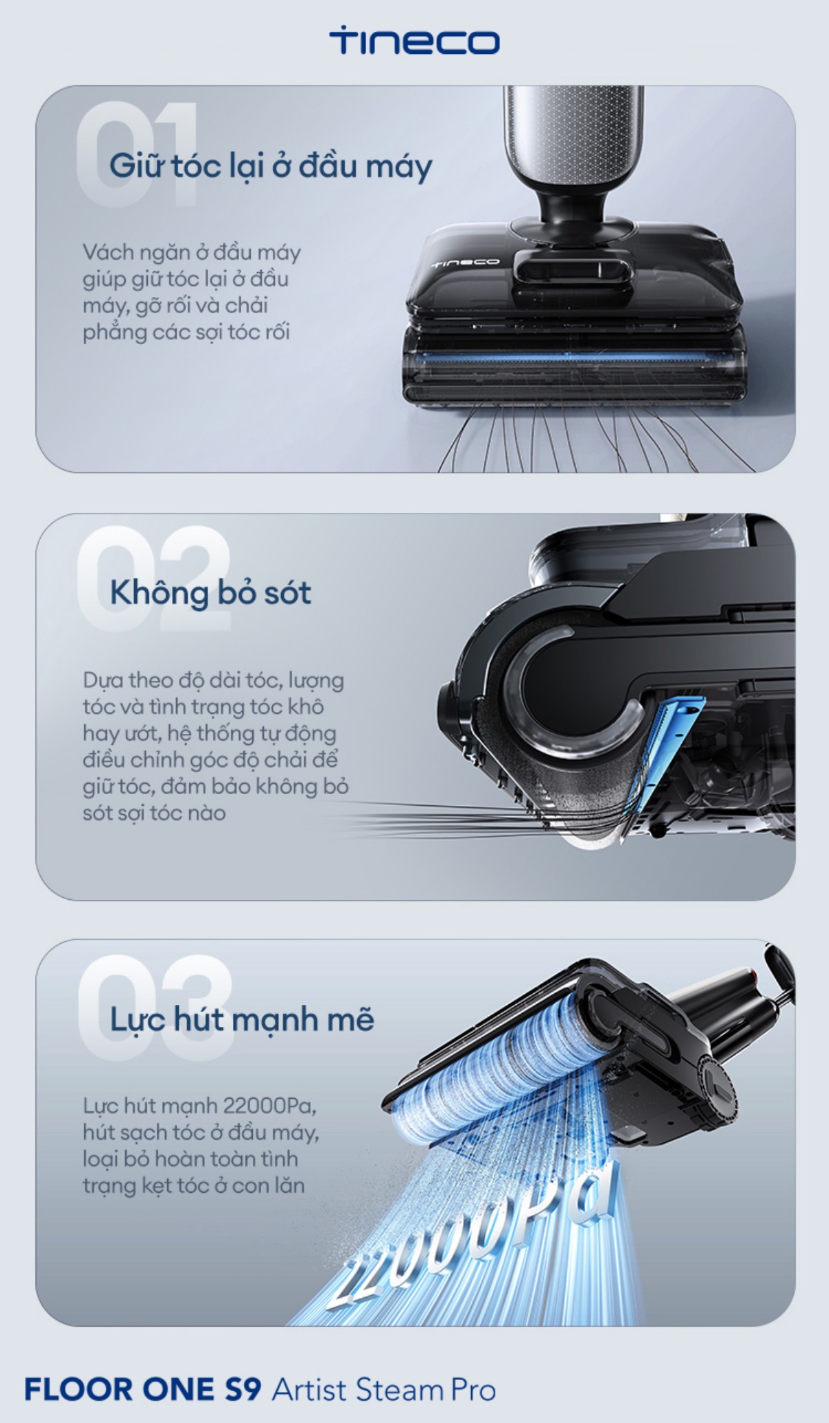 Tineco Floor One S9 Artist Steam Pro gập nghiêng 180°