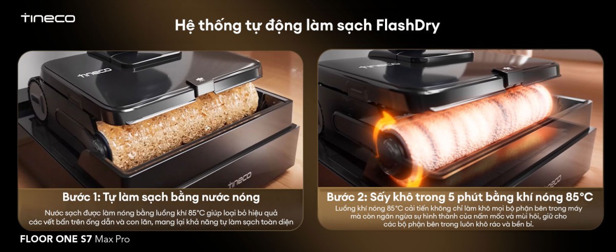 Tineco S7 Max Pro gập nghiêng 180°