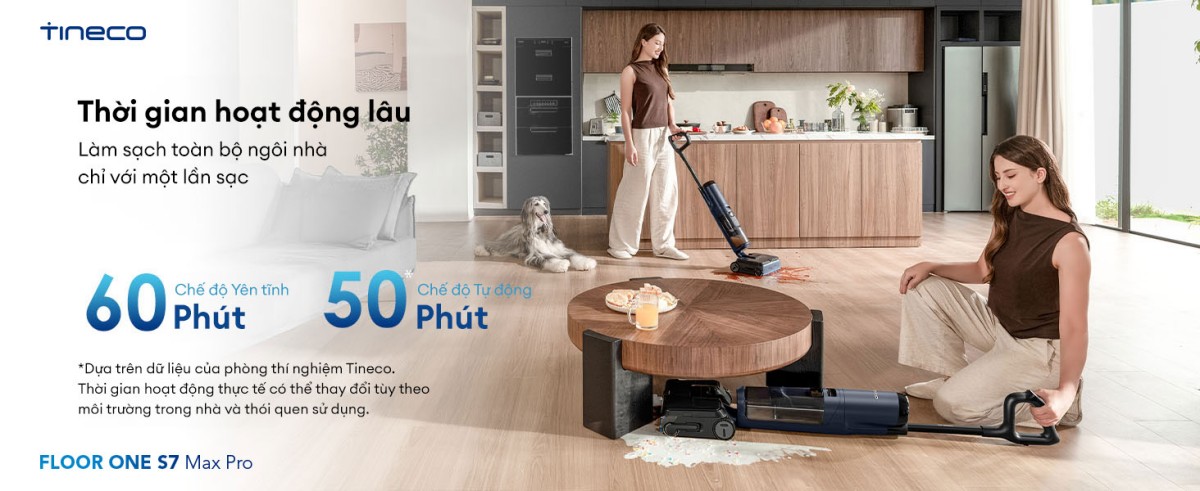 Tineco S7 Max Pro gập nghiêng 180°
