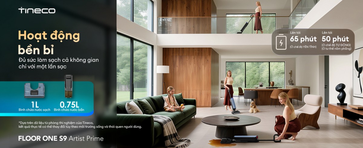 Tineco S9 Artist Prime gập nghiêng 180°