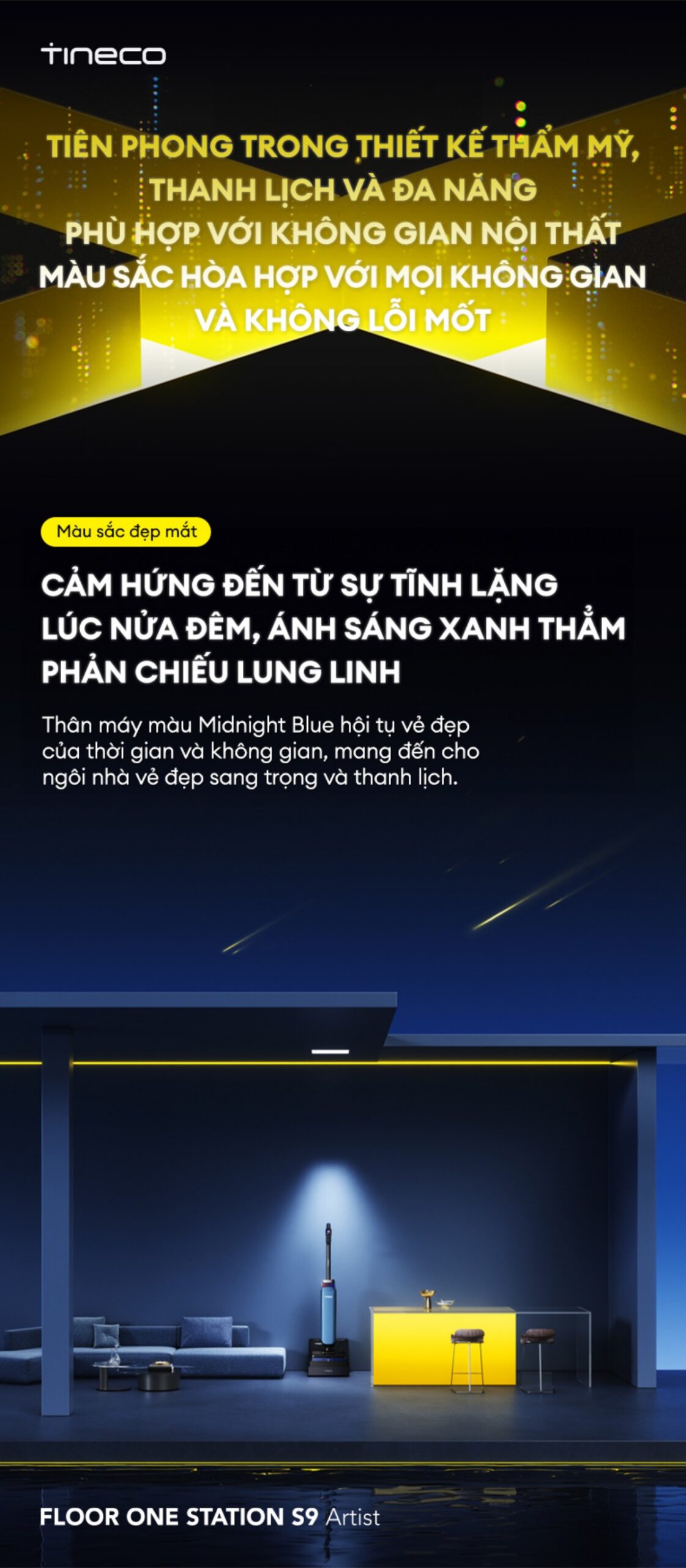 Tineco Station S9 Artist gập nghiêng 180°