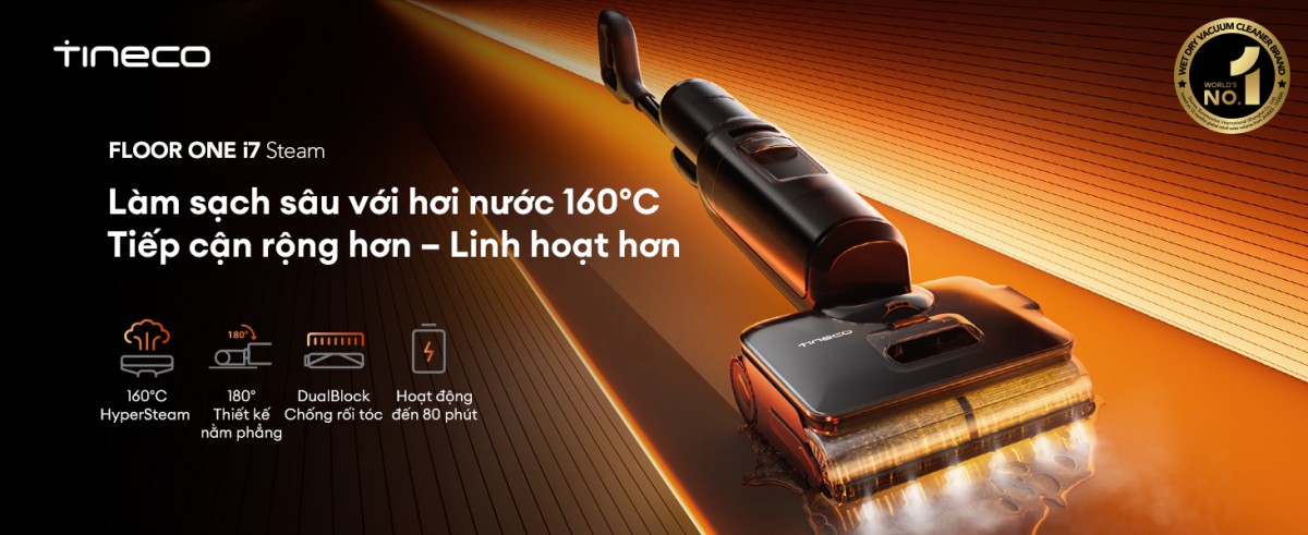 Tineco i7 Steam gập nghiêng 180°