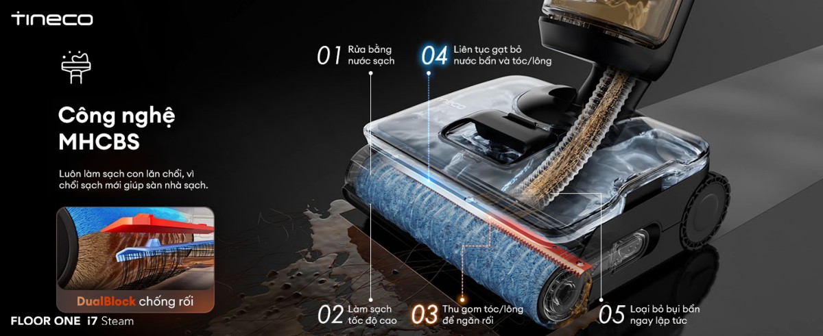 Tineco i7 Steam gập nghiêng 180°