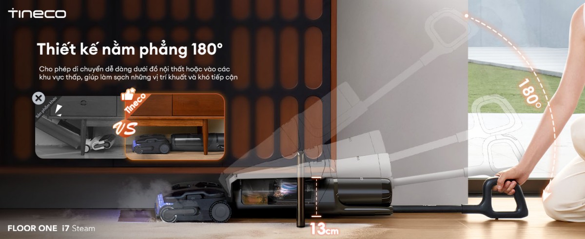 Tineco i7 Steam gập nghiêng 180°