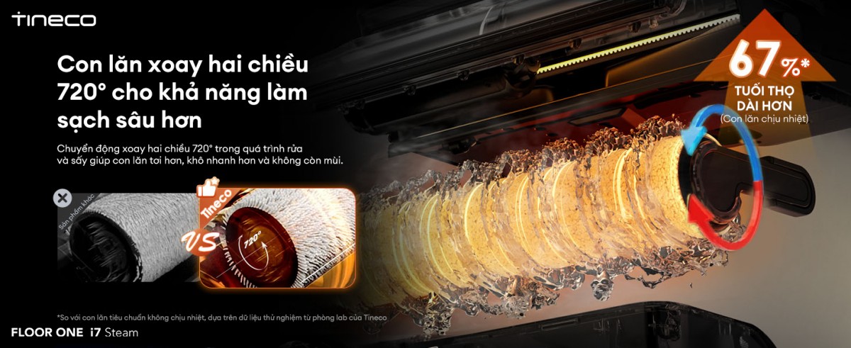 Tineco i7 Steam gập nghiêng 180°