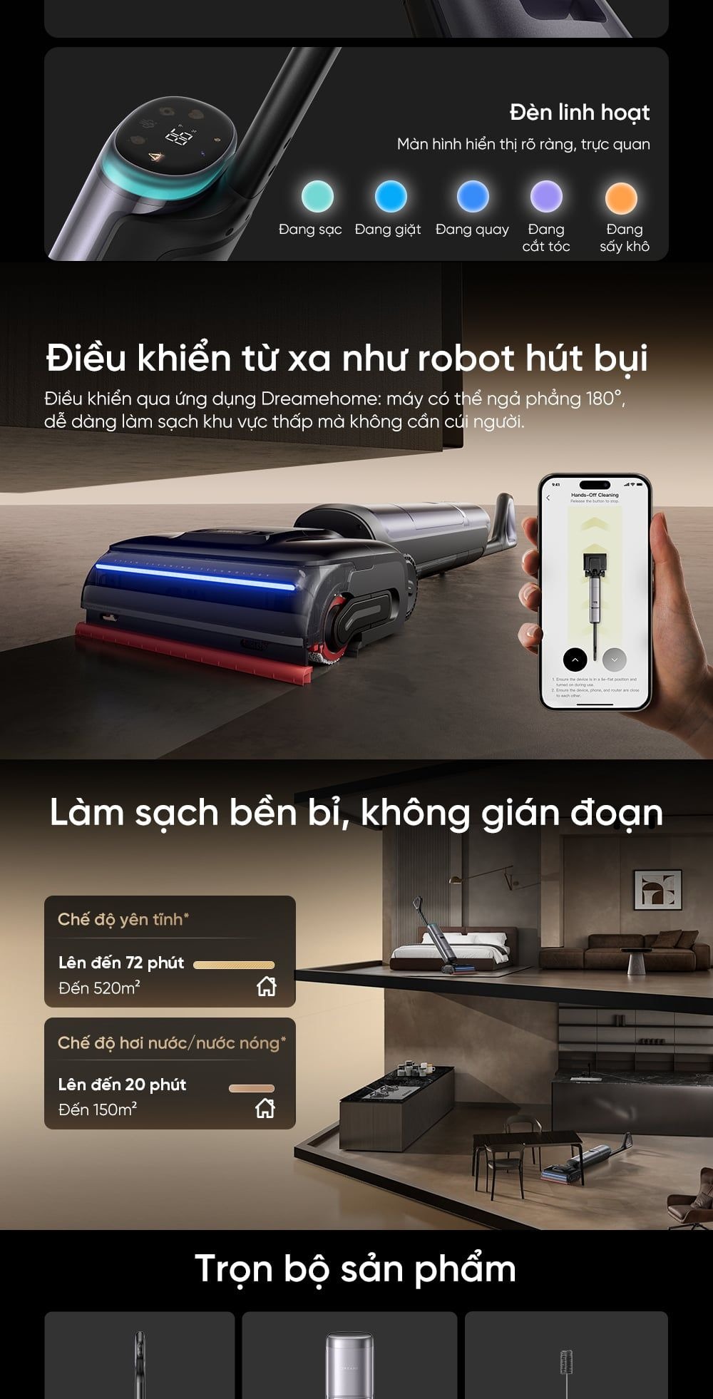 Máy hút bụi lau nhà Dreame H16 Pro Steam | Lực hút 28.000Pa