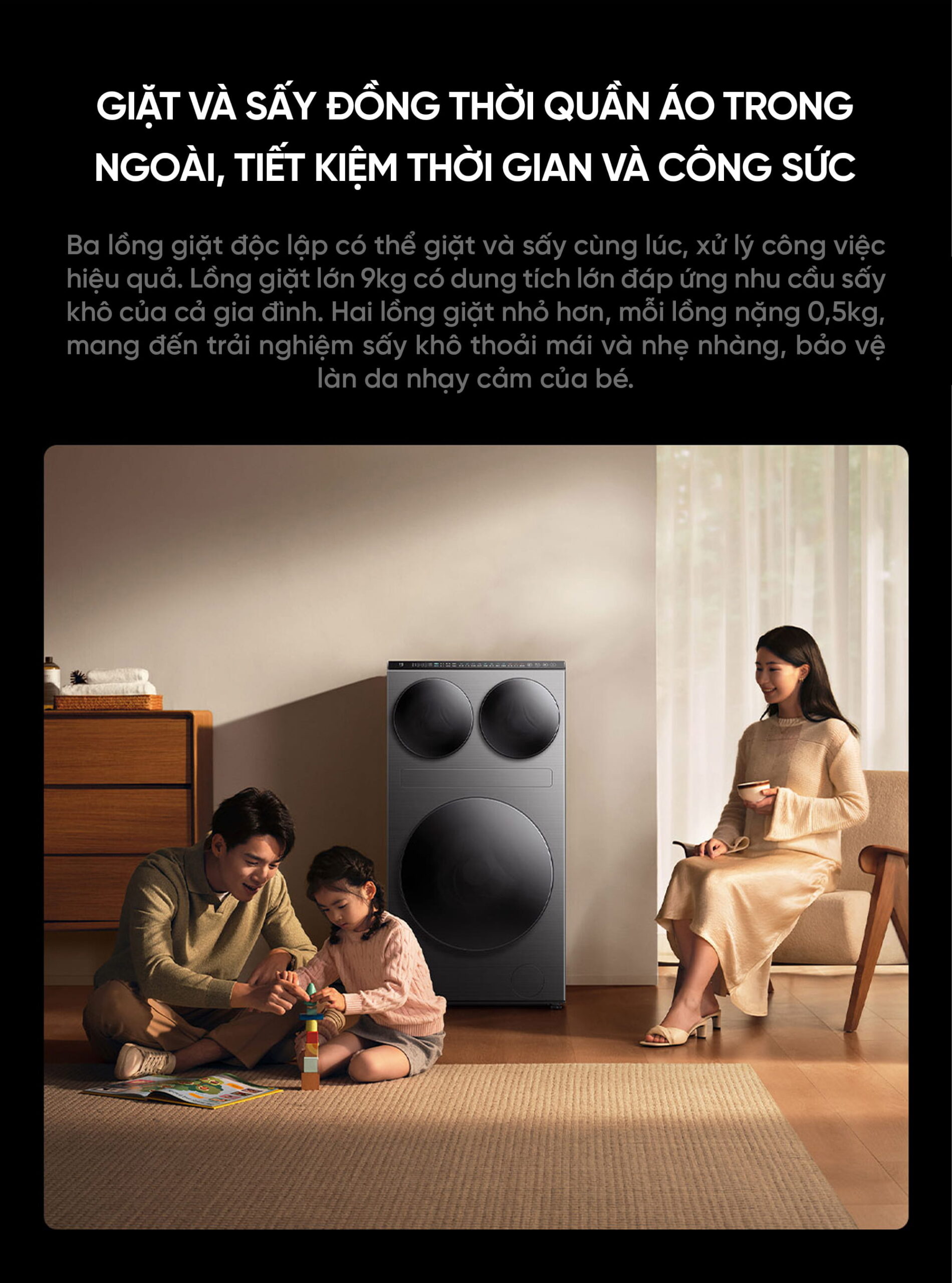 Máy giặt sấy Xiaomi Mijia MJ202 Pro 2026, giặt 14kg, sấy 10kg, ba vùng độc lập