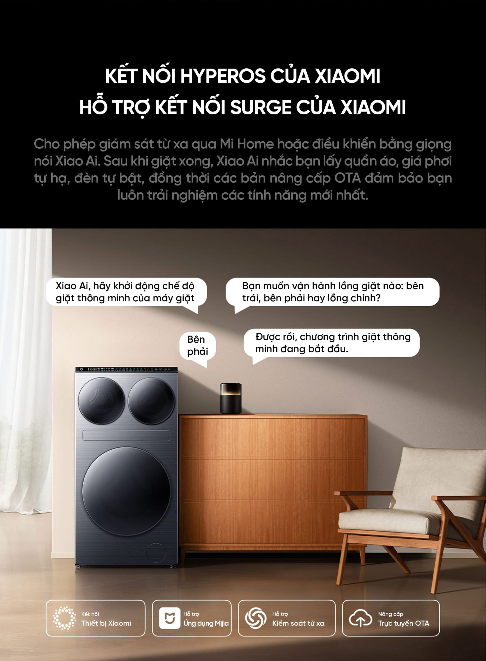 Máy giặt sấy Xiaomi Mijia MJ202 Pro 2026, giặt 14kg, sấy 10kg, ba vùng độc lập