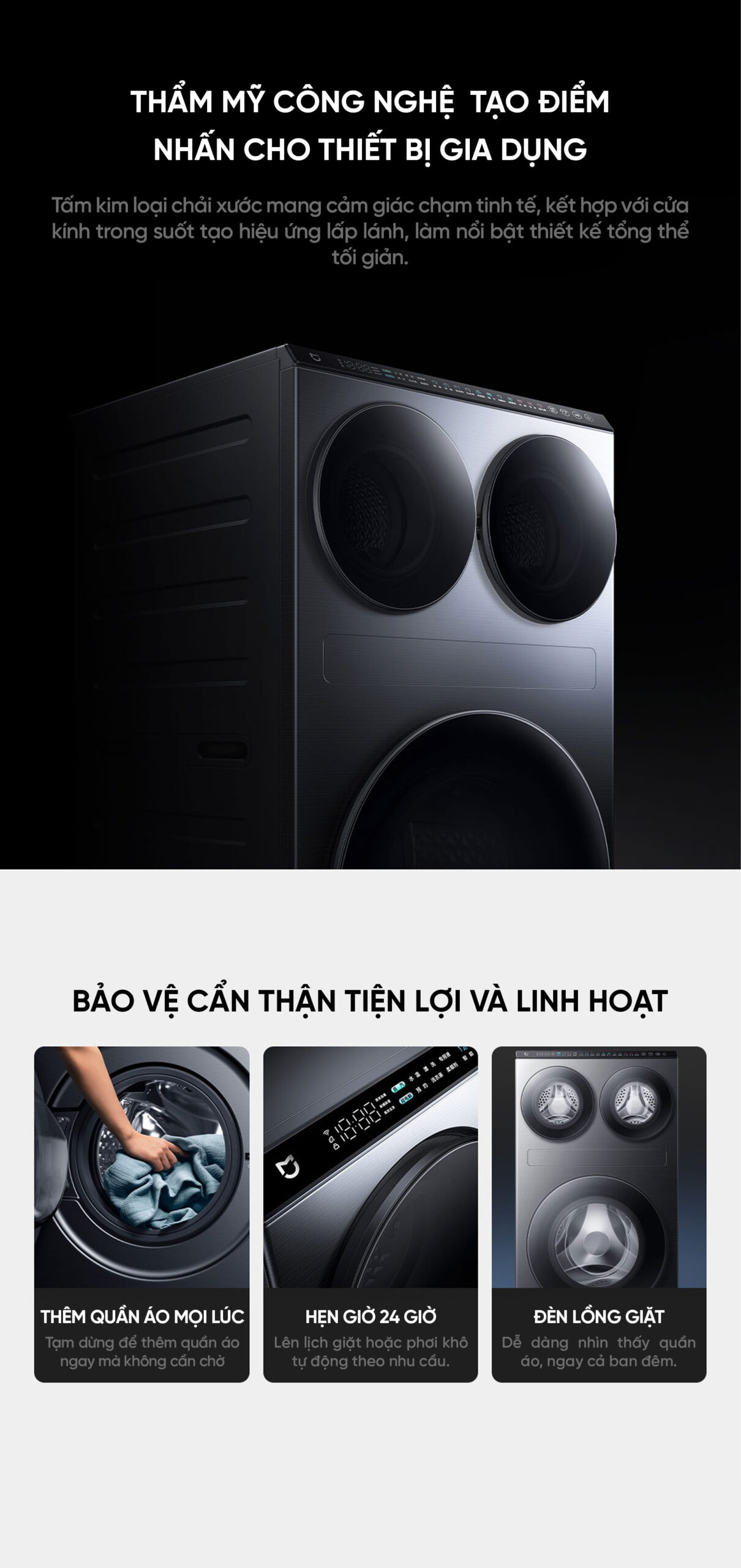 Máy giặt sấy Xiaomi Mijia MJ202 Pro 2026, giặt 14kg, sấy 10kg, ba vùng độc lập