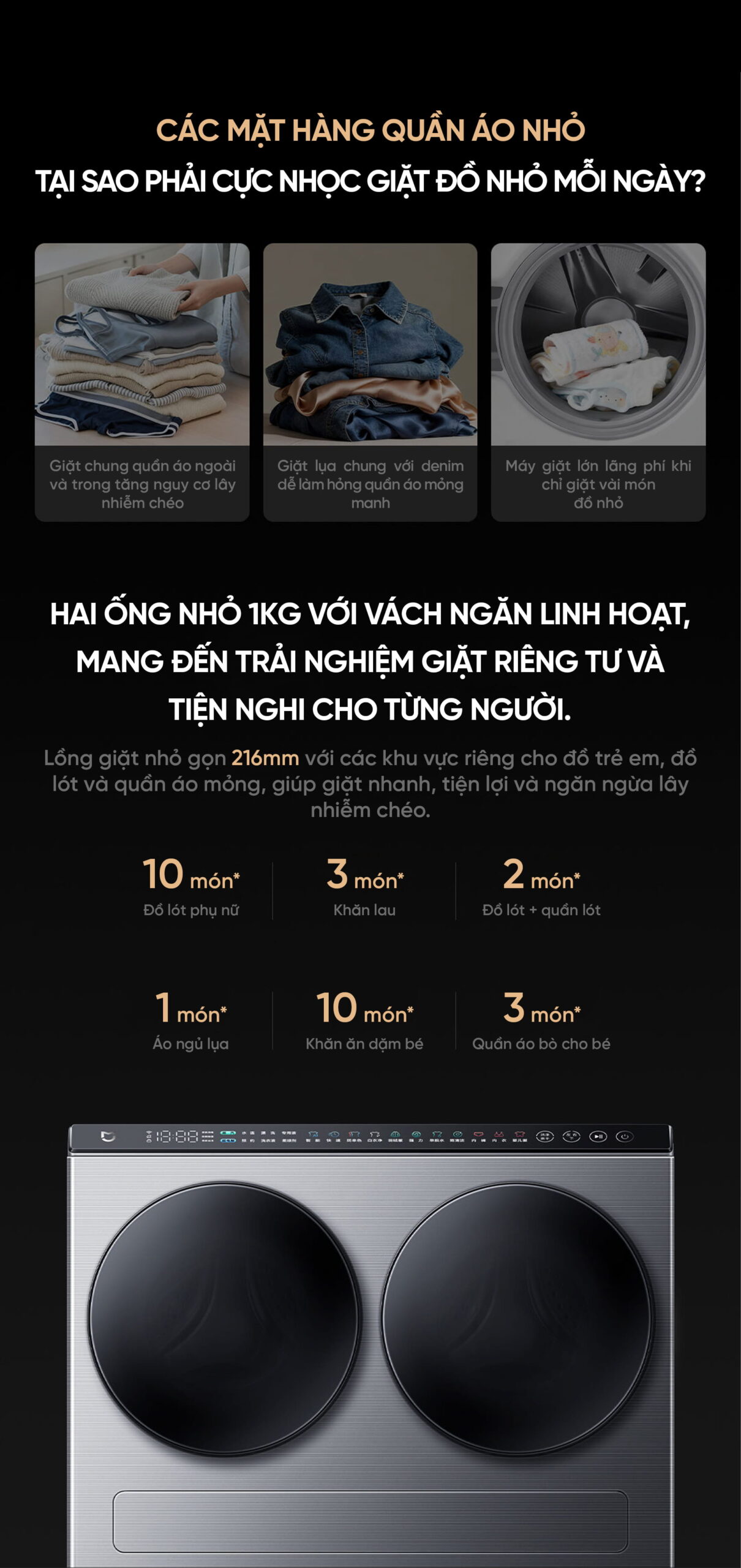 Máy giặt sấy Xiaomi Mijia MJ202 Pro 2026, giặt 14kg, sấy 10kg, ba vùng độc lập