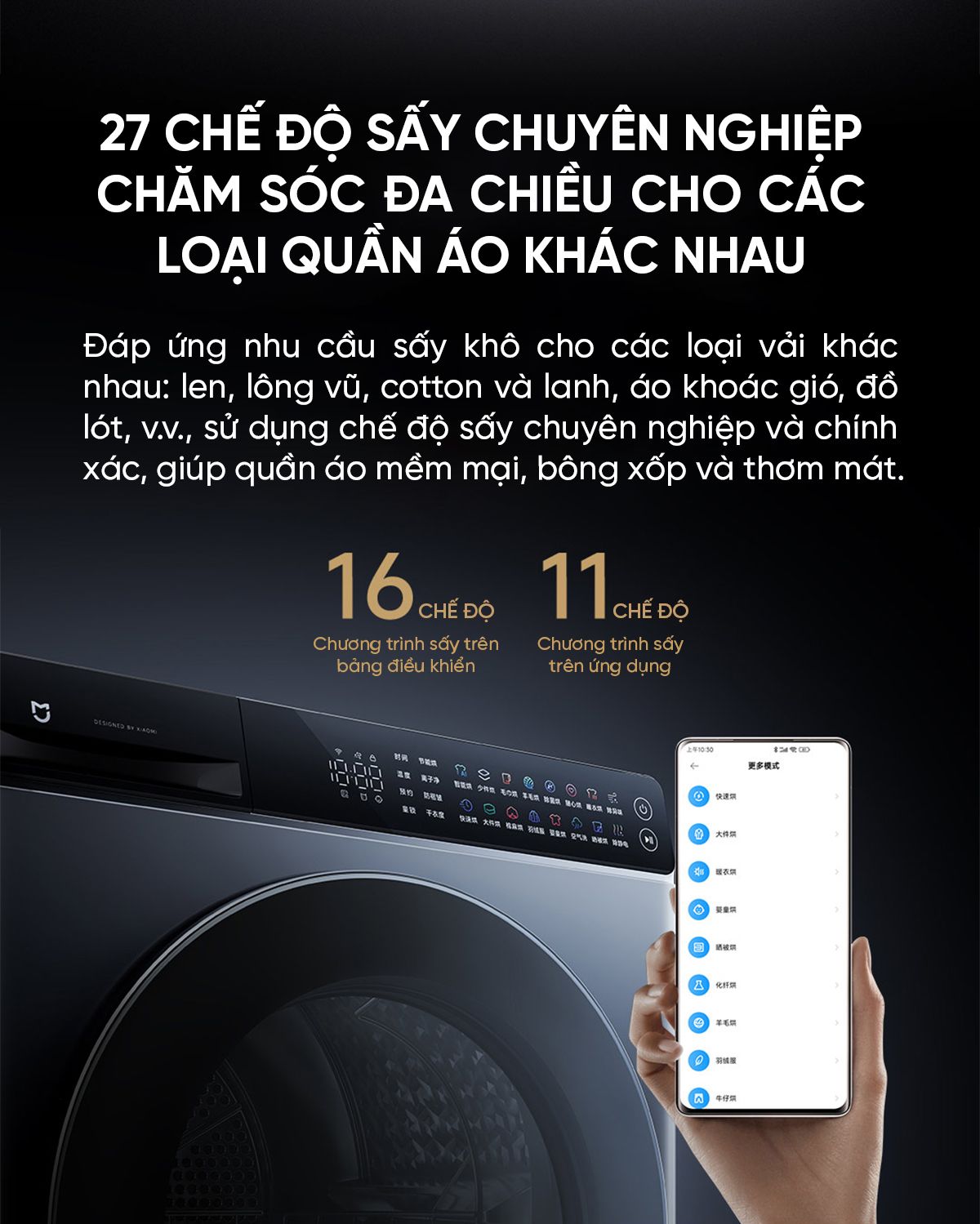 Máy giặt Xiaomi Mijia MJ103 H100MJ103, giặt 10kg, 27 chương trình giặt