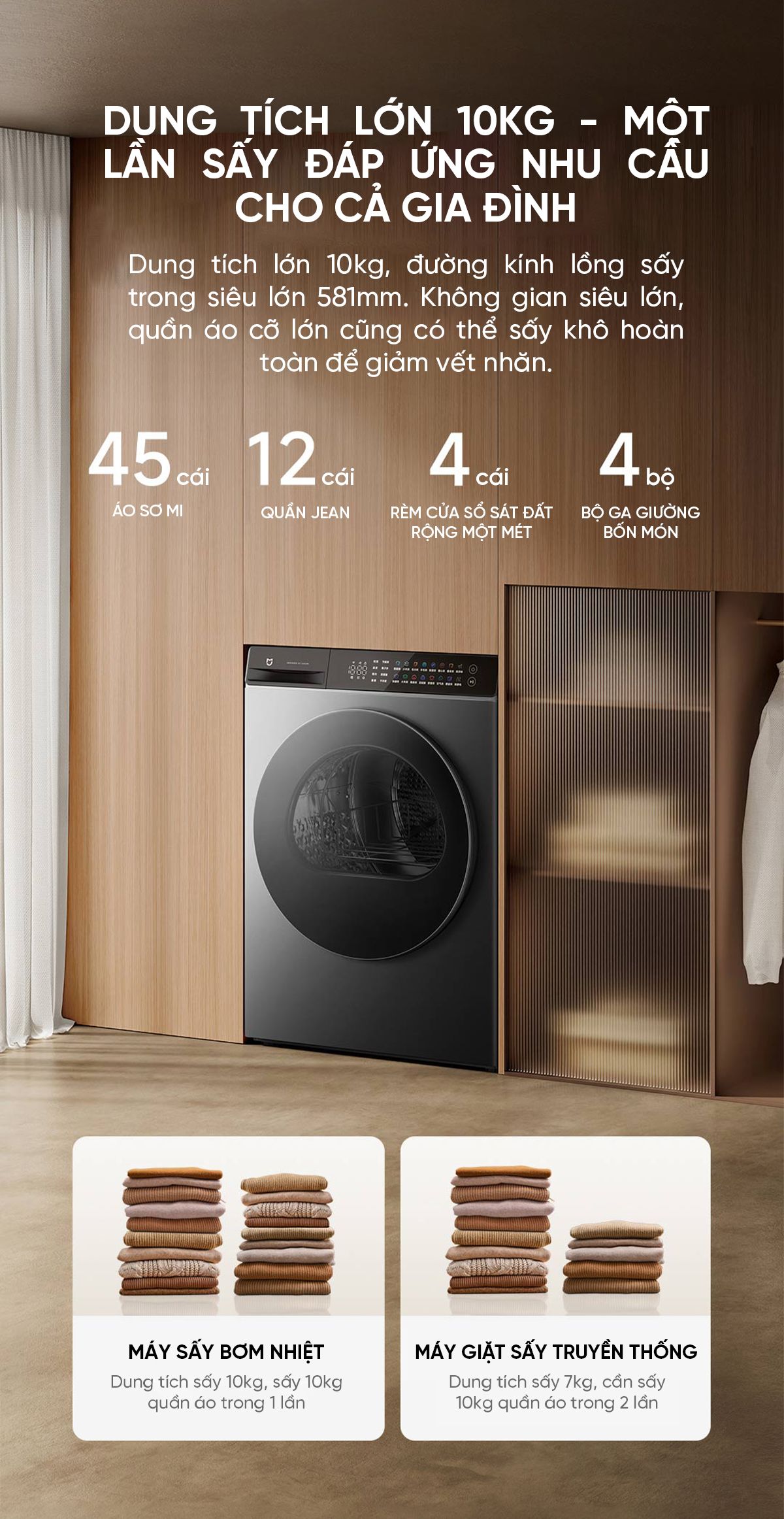 Máy giặt Xiaomi Mijia MJ103 H100MJ103, giặt 10kg, 27 chương trình giặt
