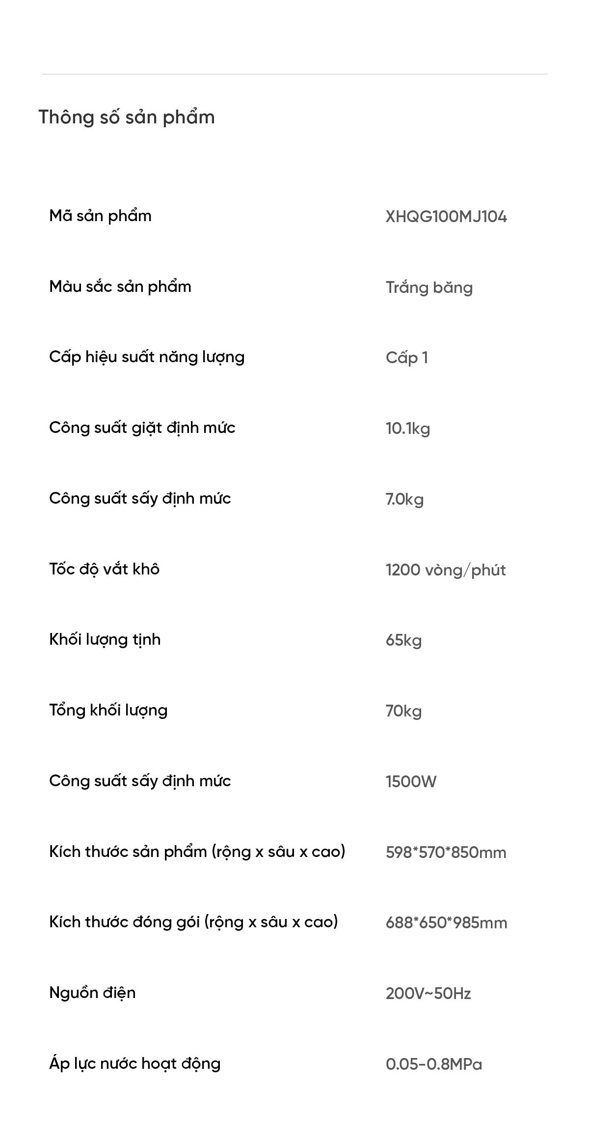 Máy giặt sấy Xiaomi Mijia MJ104, giặt 10kg, sấy 7kg