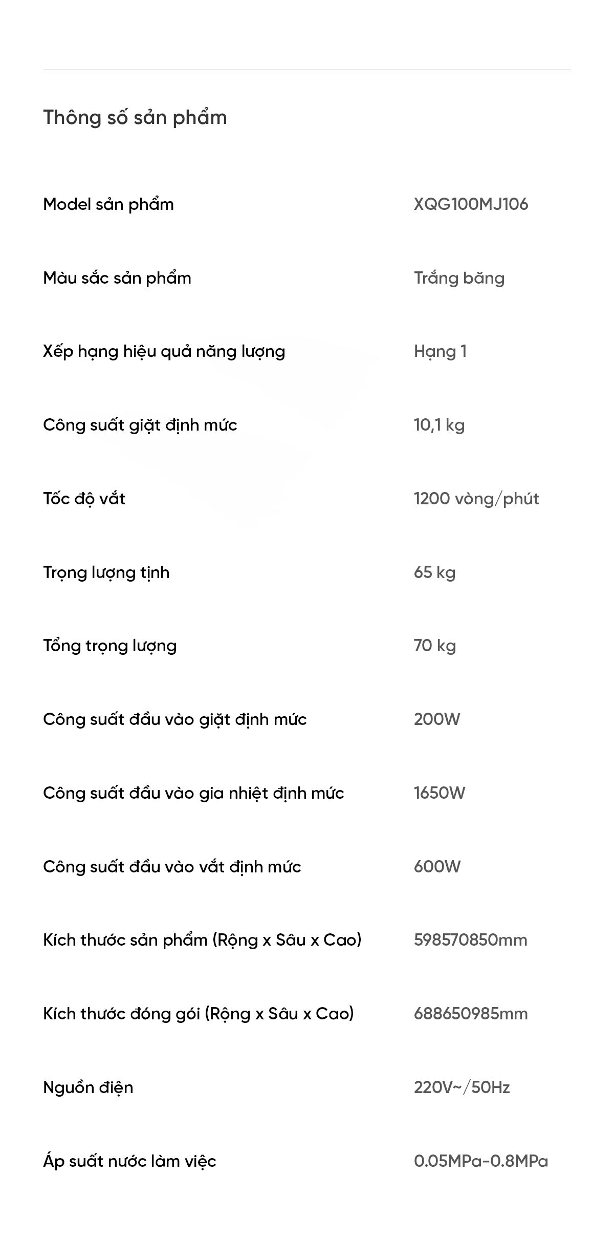Máy giặt Xiaomi Mijia MJ106, giặt 10kg, siêu mỏng
