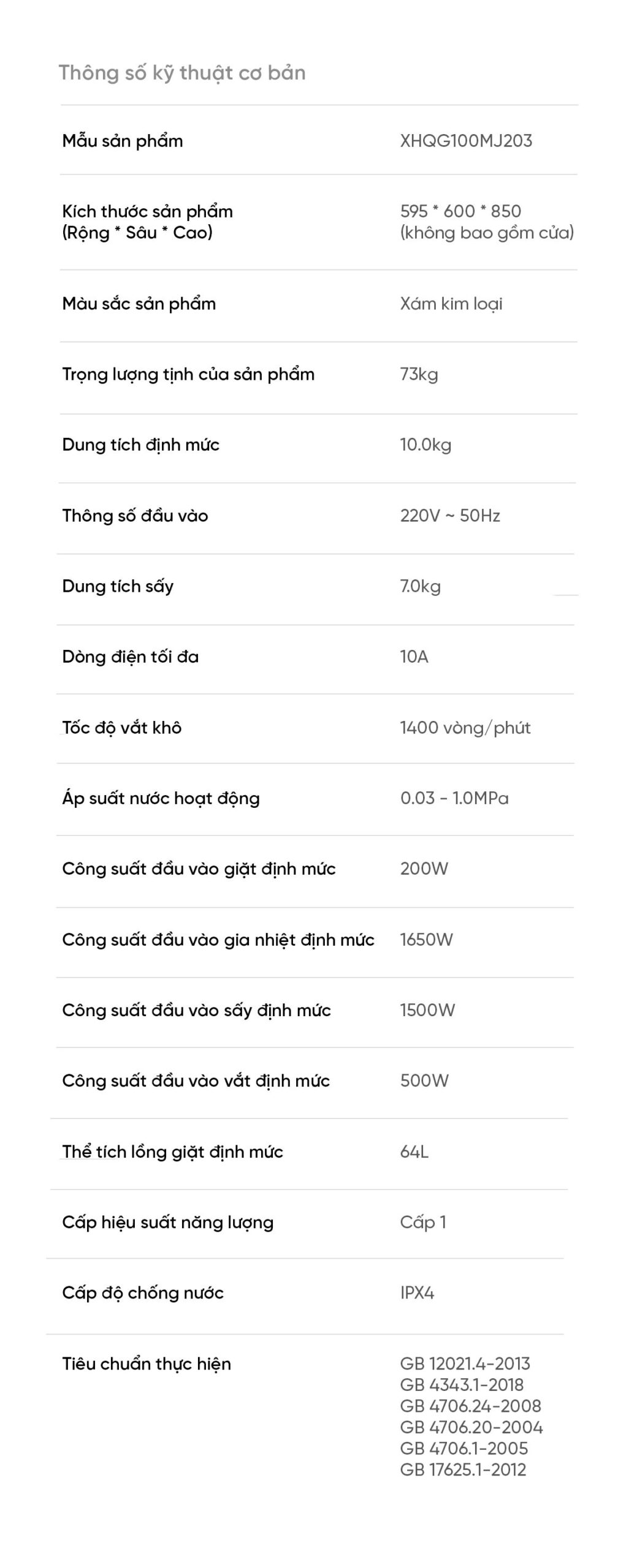 Máy giặt sấy Xiaomi Mijia MJ203 giặt 10kg, sấy 7kg