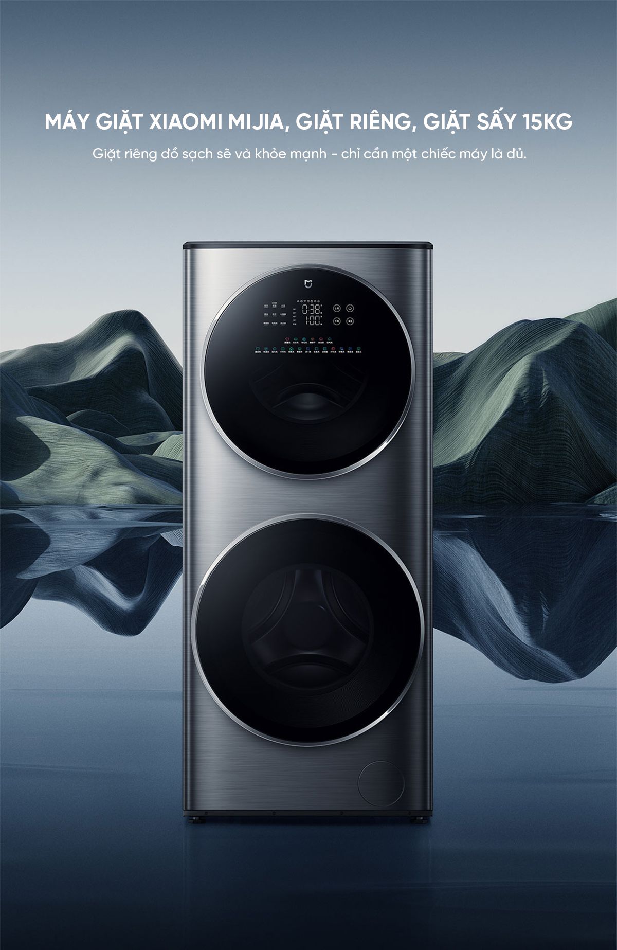 Máy giặt sấy Xiaomi Mijia MJ206, 2 tầng, giặt 15kg và sấy 7kg