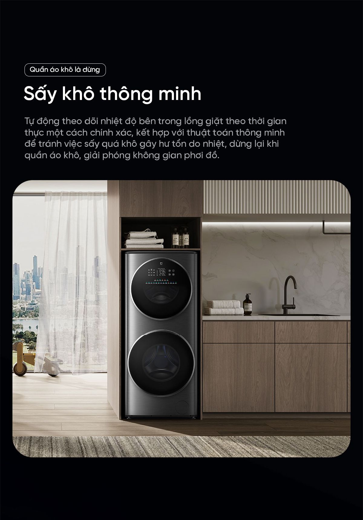 Máy giặt sấy Xiaomi Mijia MJ206, 2 tầng, giặt 15kg và sấy 7kg