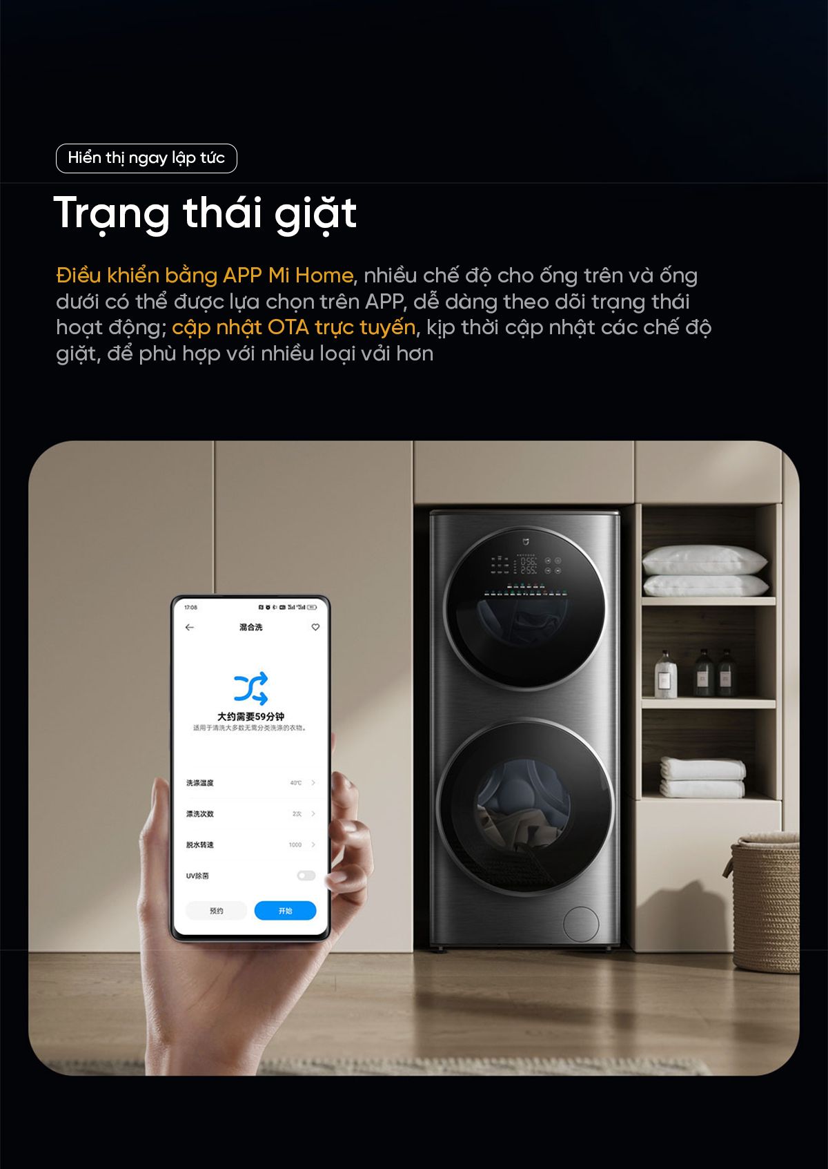 Máy giặt sấy Xiaomi Mijia MJ206, 2 tầng, giặt 15kg và sấy 7kg