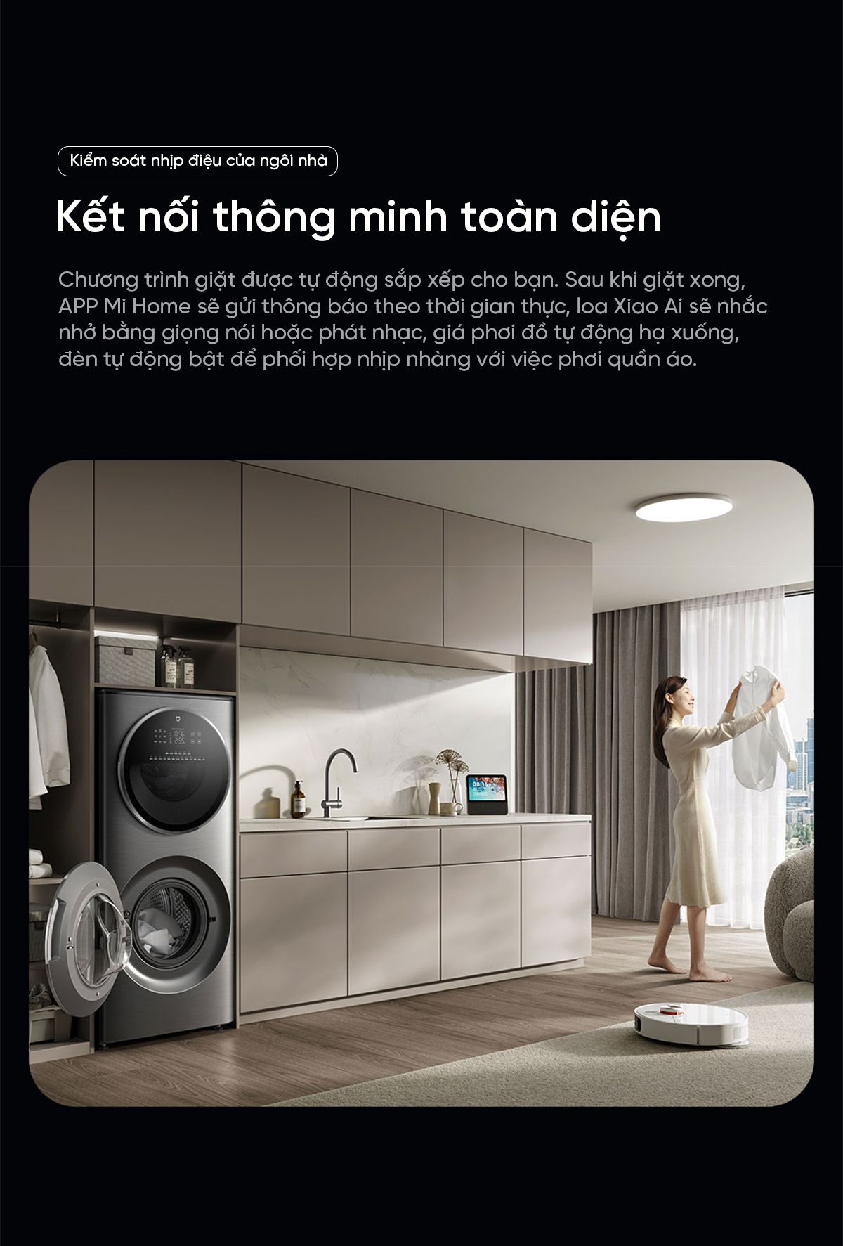 Máy giặt sấy Xiaomi Mijia MJ206, 2 tầng, giặt 15kg và sấy 7kg