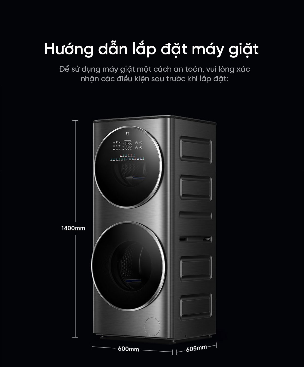 Máy giặt sấy Xiaomi Mijia MJ206, 2 tầng, giặt 15kg và sấy 7kg