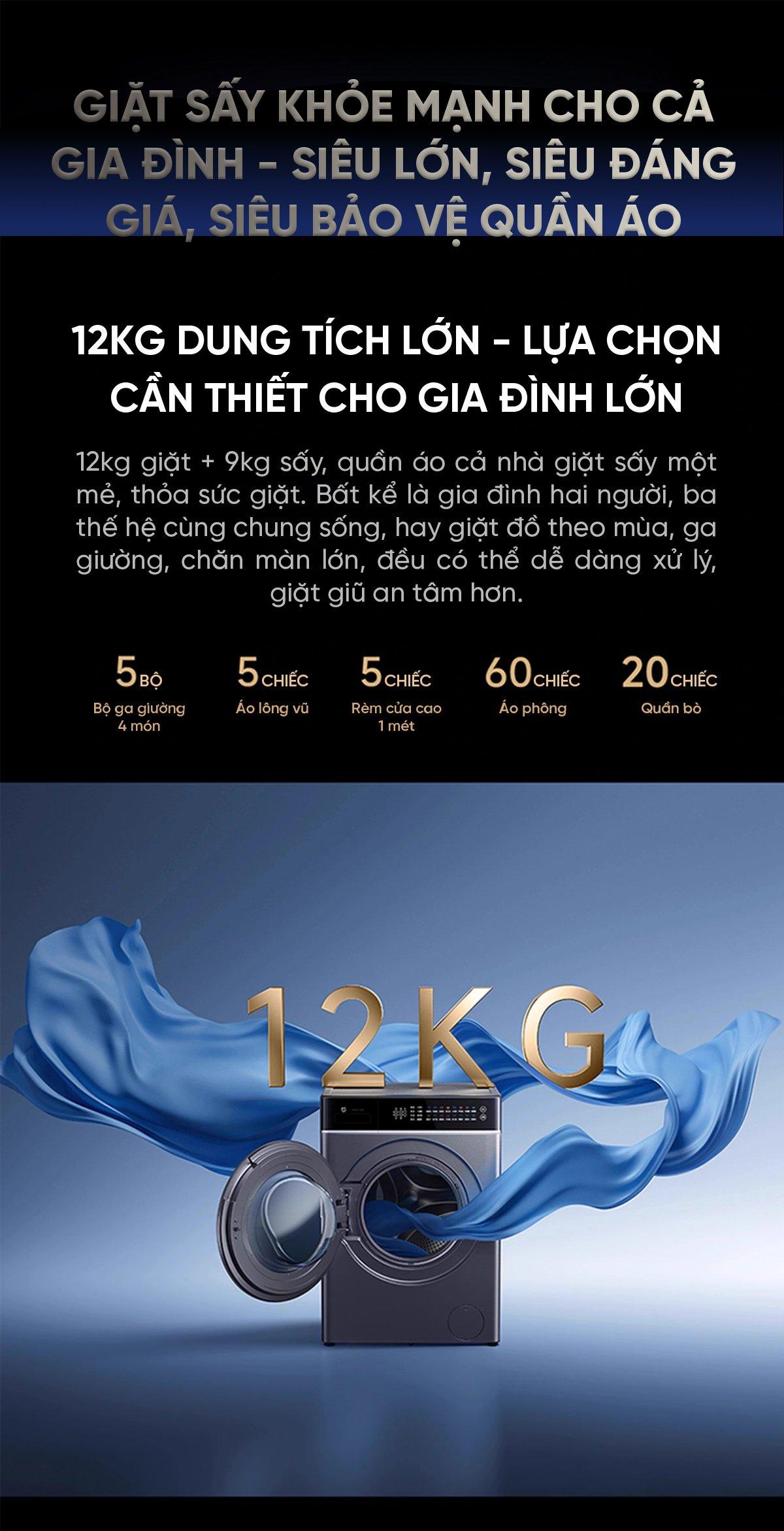Máy giặt sấy Xiaomi Mijia MJ303, Giặt 12kg, Sấy 9kg