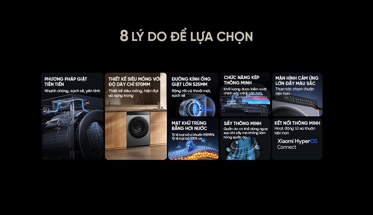 Máy giặt sấy Xiaomi Mijia MJ103, giặt 10kg, sấy 7kg, màu đen