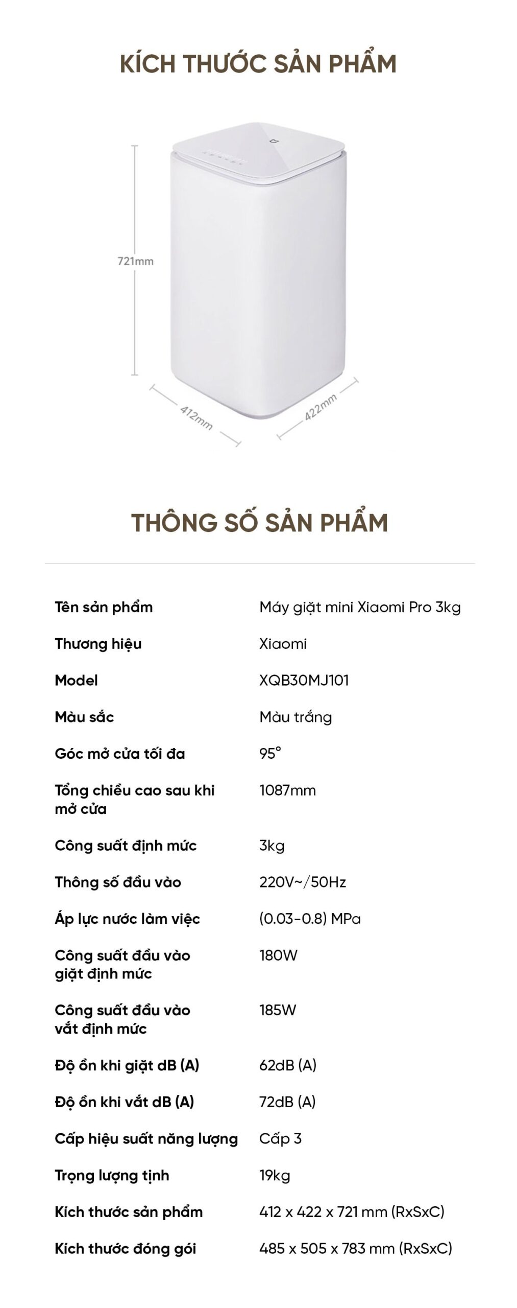 Máy giặt mini Xiaomi Pro 3kg XQB30MJ108