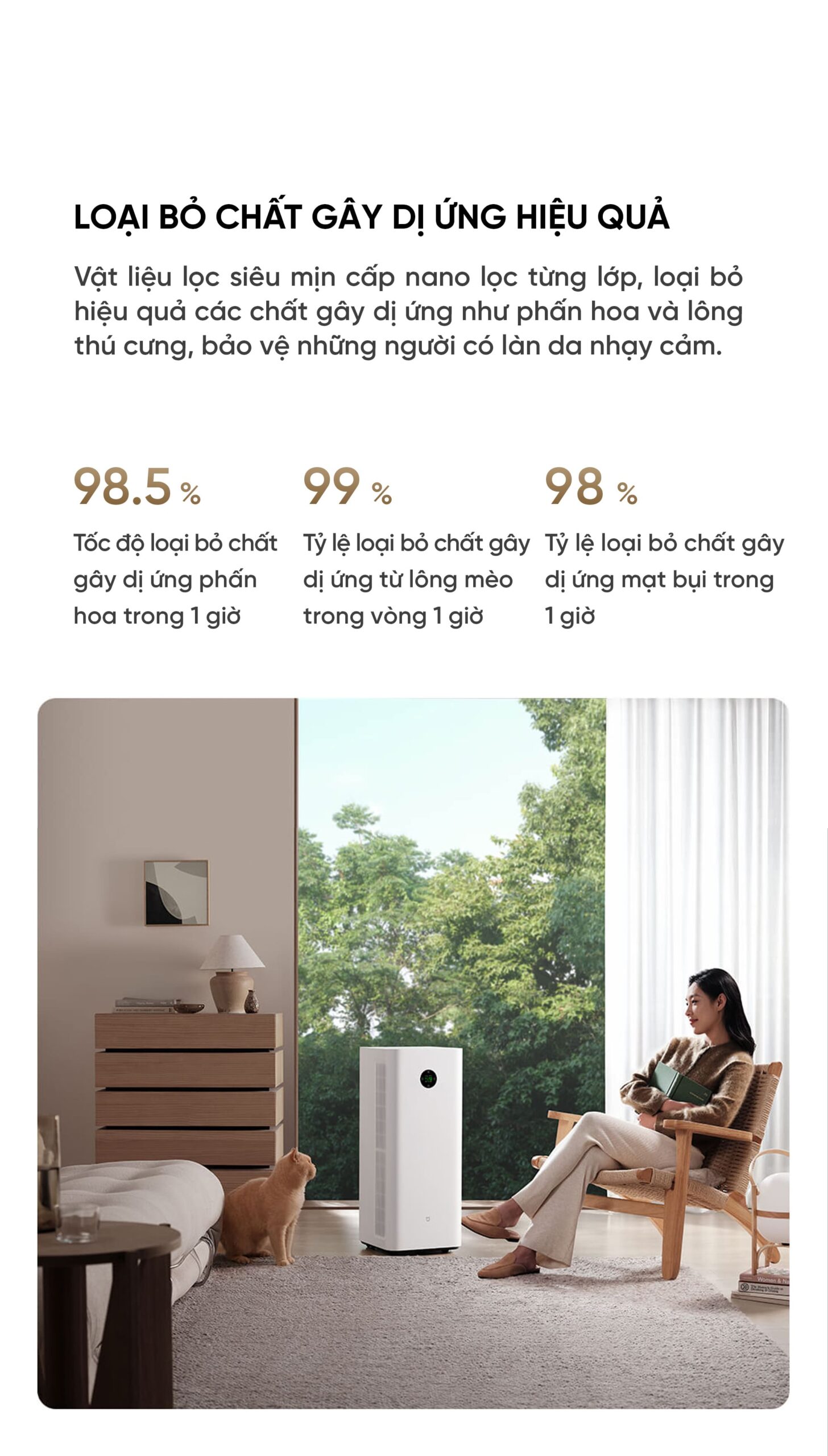 Xiaomi Mijia 5 Pro máy lọc không khí diện tích 92m²