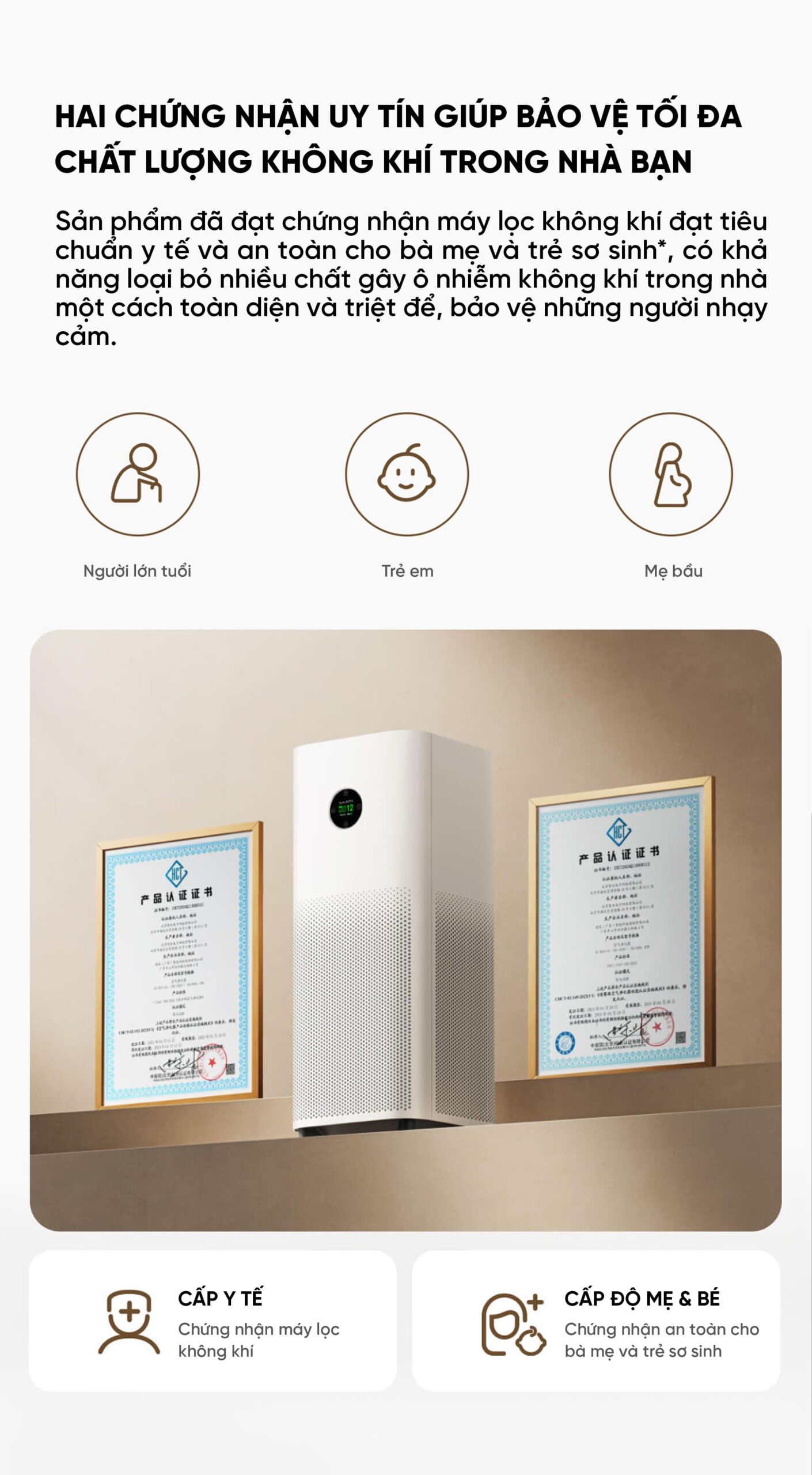 Xiaomi Mijia 5s máy lọc không khí diện tích 60m²