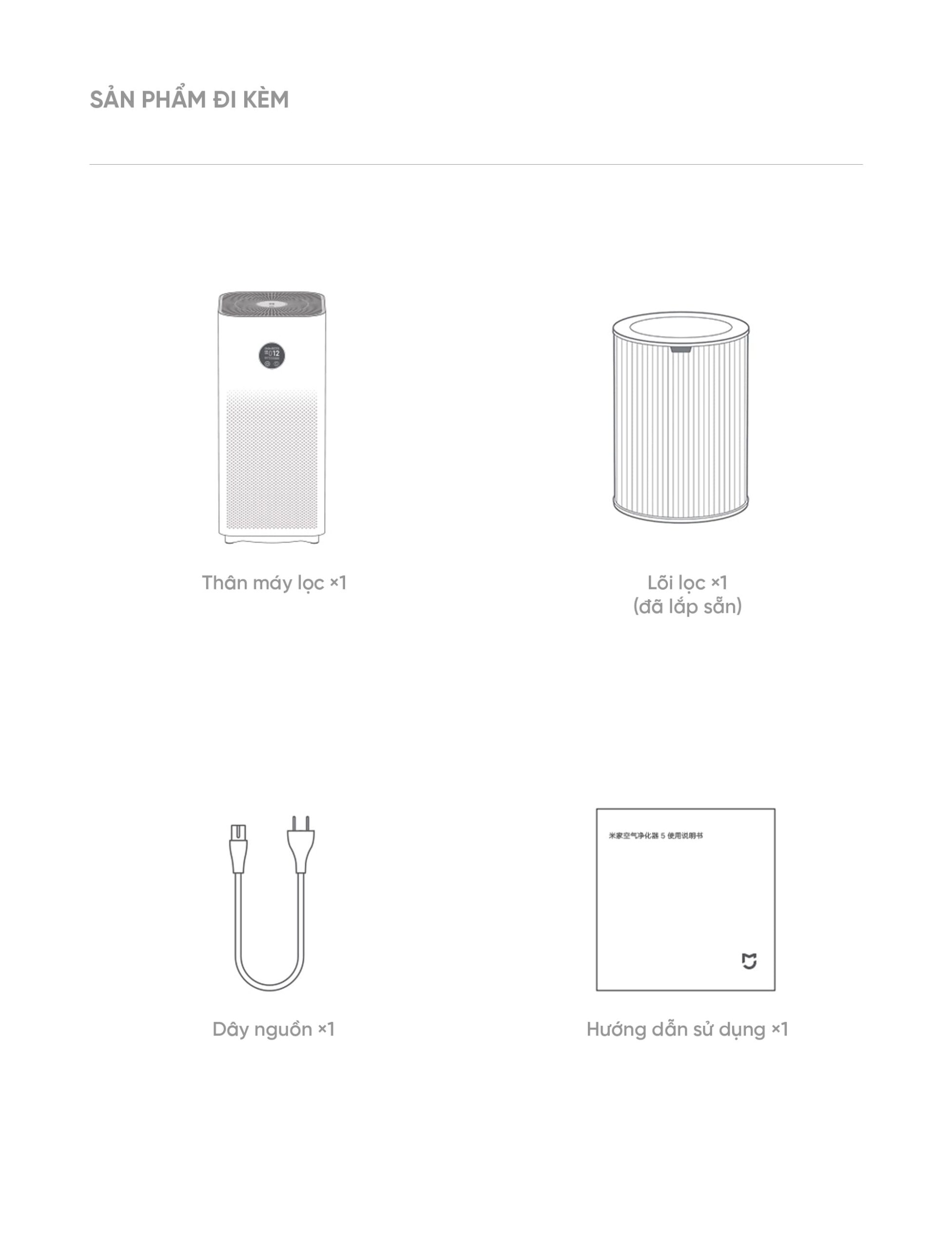 Xiaomi Mijia 5 máy lọc không khí diện tích 50m²