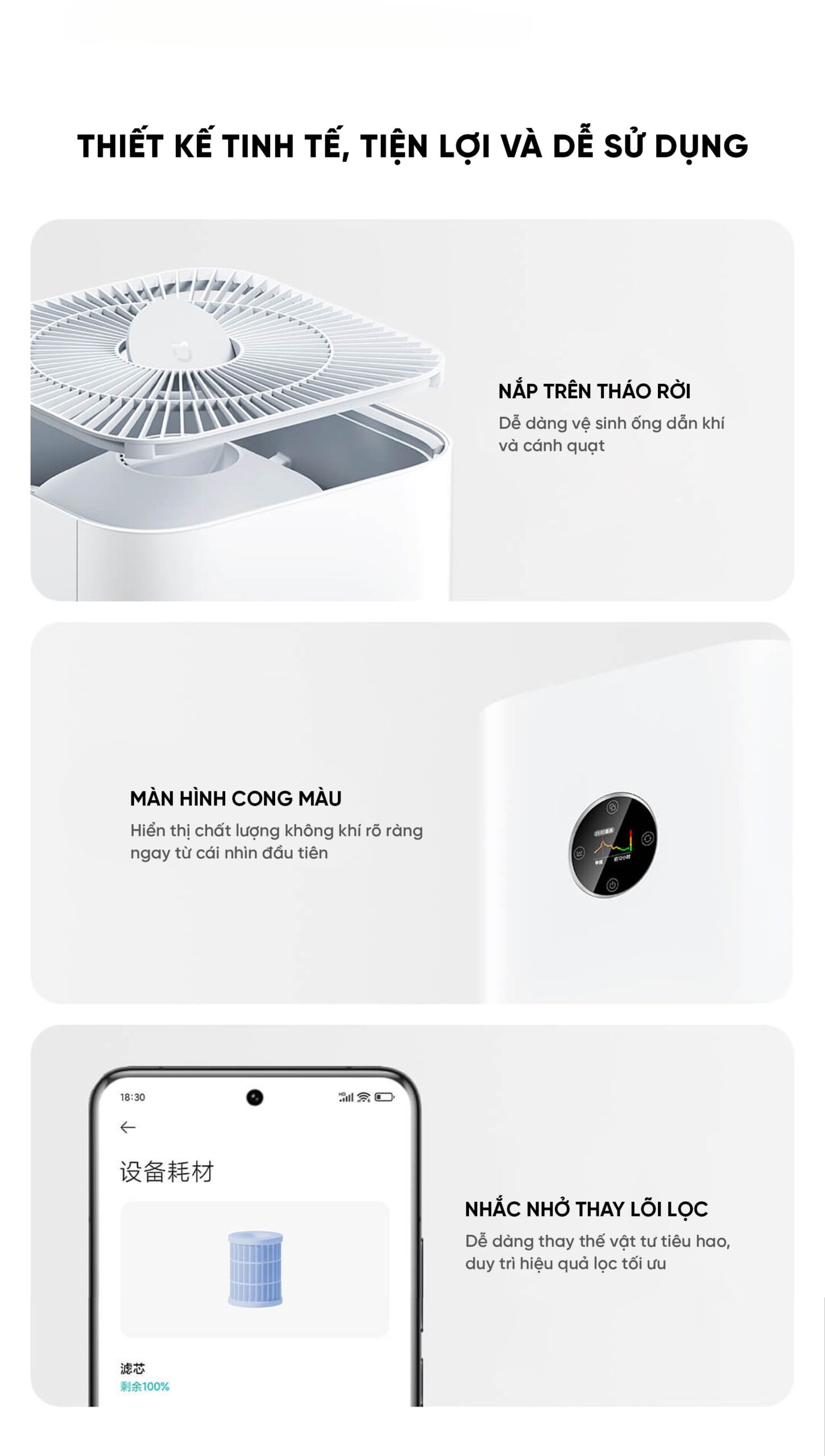 Xiaomi Mijia 5s máy lọc không khí diện tích 60m²