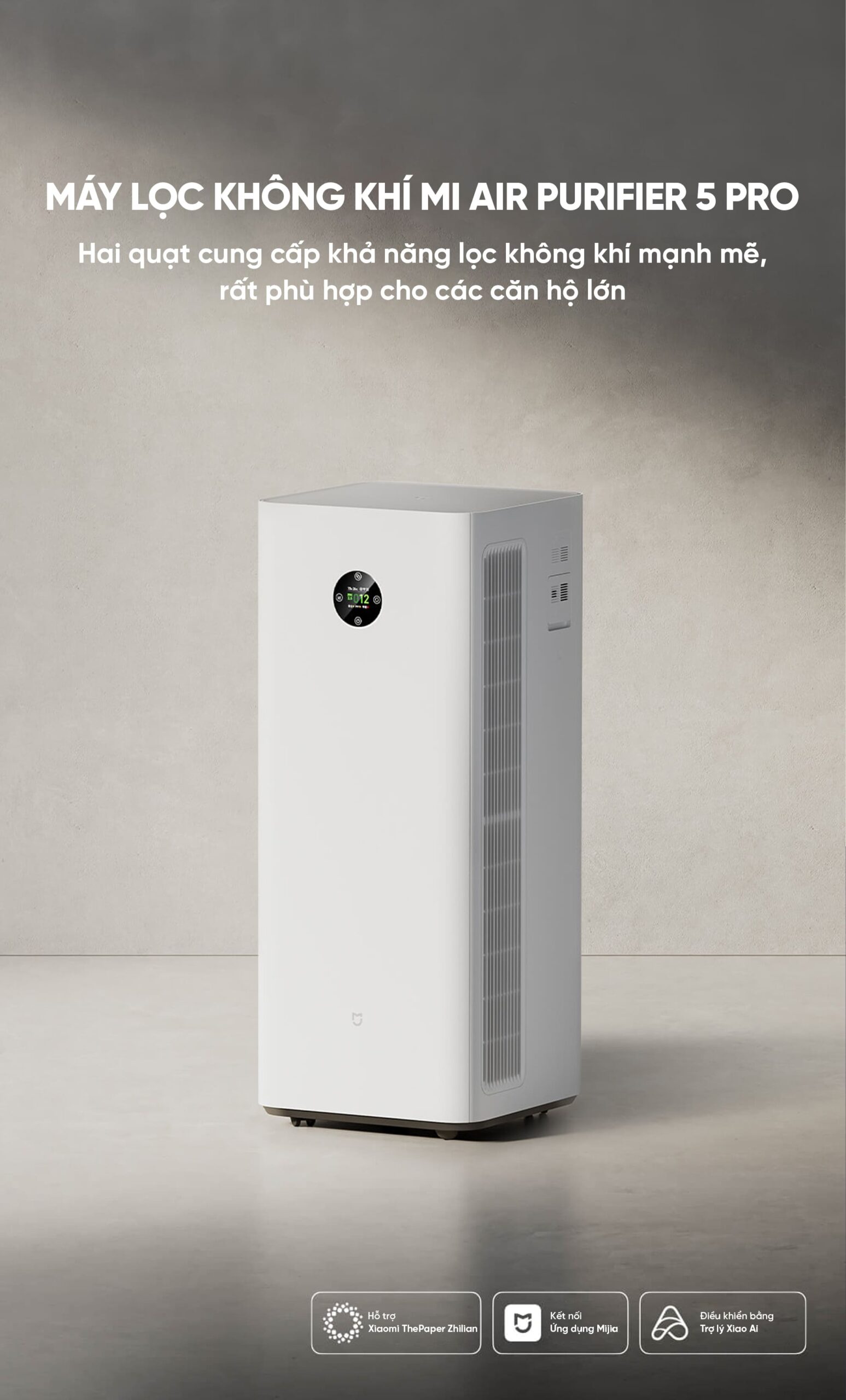 Xiaomi Mijia 5 Pro máy lọc không khí diện tích 92m²