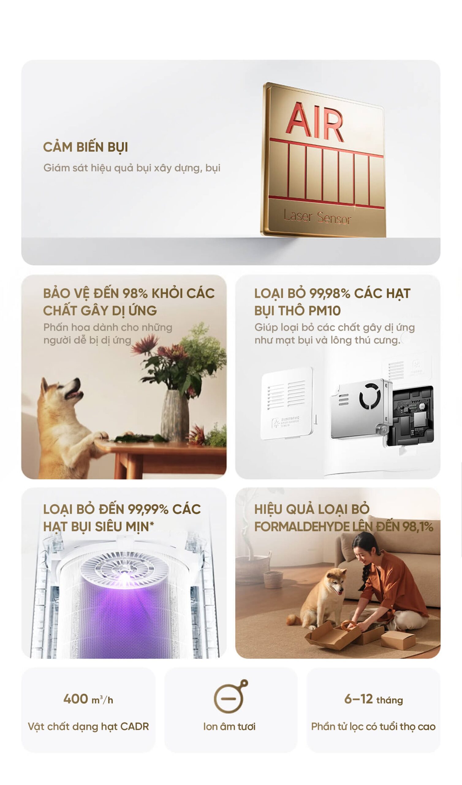 Xiaomi Mijia 5 máy lọc không khí diện tích 50m²