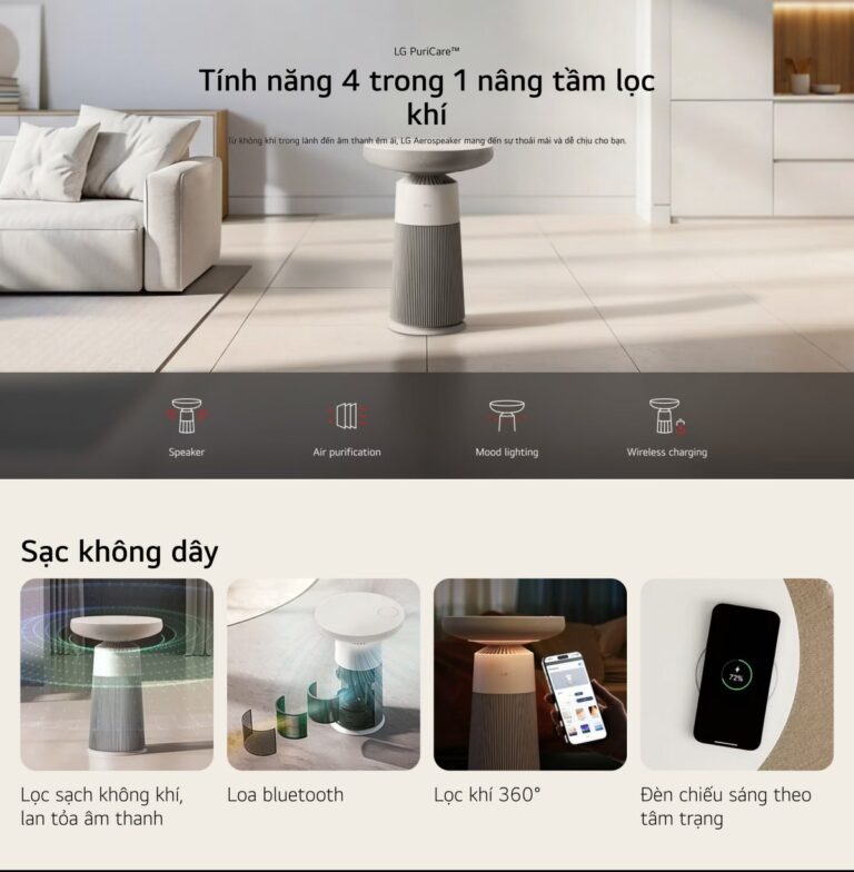 Máy lọc khí kết hợp loa bluetooth LG PuriCare™ Aerospeaker diện tích 20m²